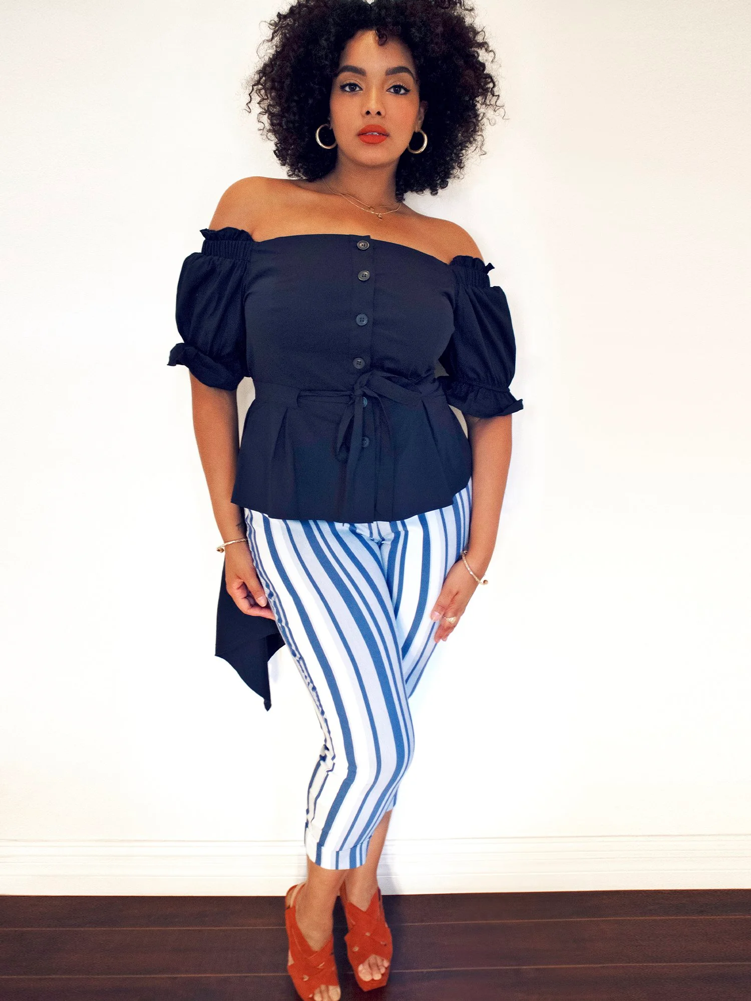 Whitney High-Waisted Pull-On Capri Pant - Stripe - Image 5