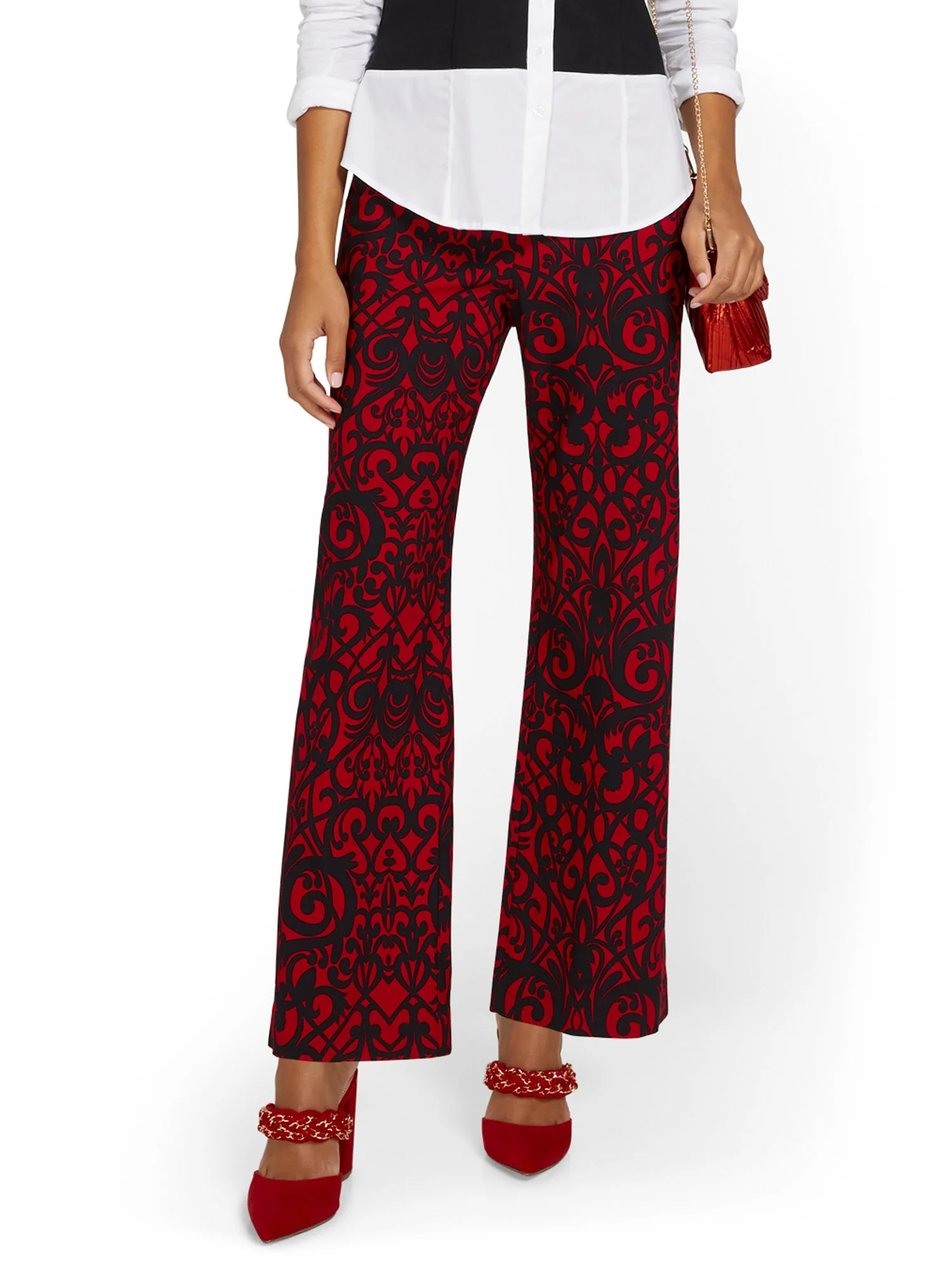 Whitney High-Waisted Pull-On Printed Wide-Leg Pant - Image 2