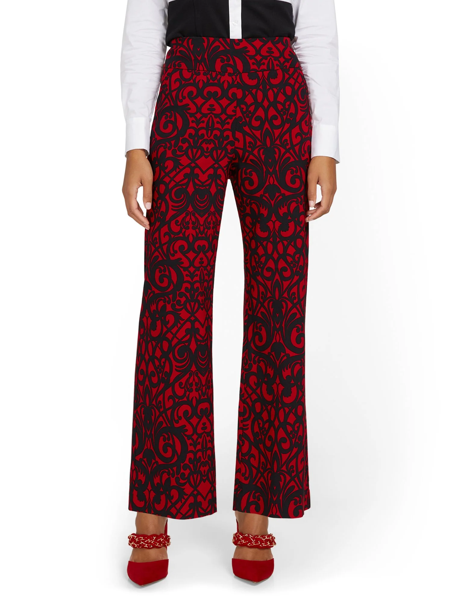 Whitney High-Waisted Pull-On Printed Wide-Leg Pant - Image 5