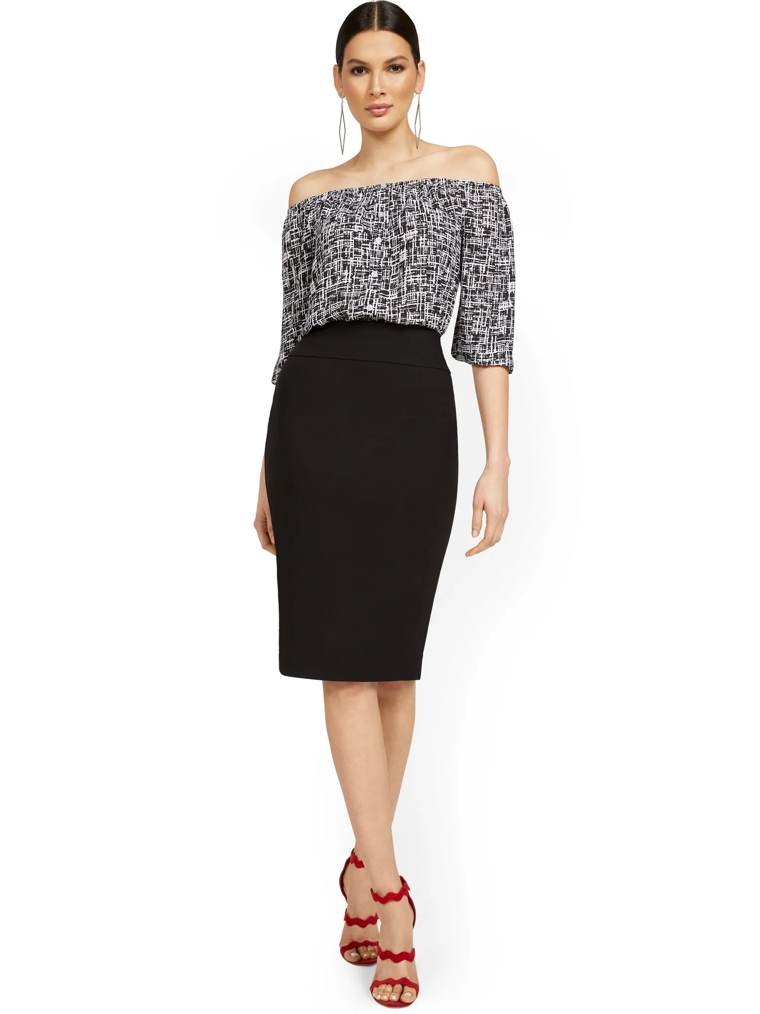 Whitney High-Waisted Pull-On Skirt - Black - Image 4