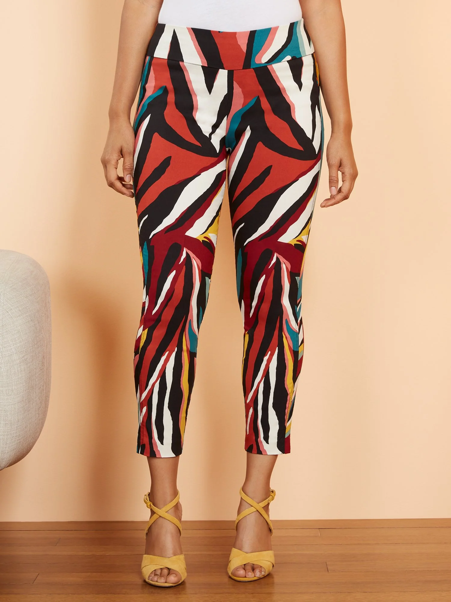 Whitney High-Waisted Pull-On Slim-Leg Ankle Pant - Abstract Print - Image 5