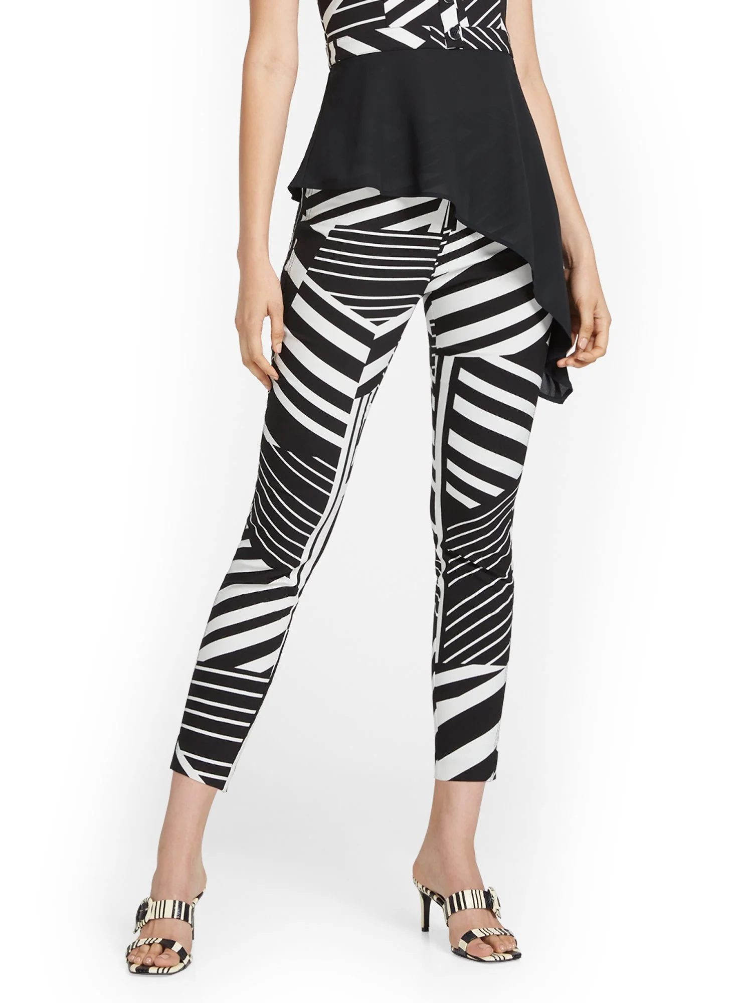 Whitney High-Waisted Pull-On Slim-Leg Ankle Pant - Abstract Print - Image 2