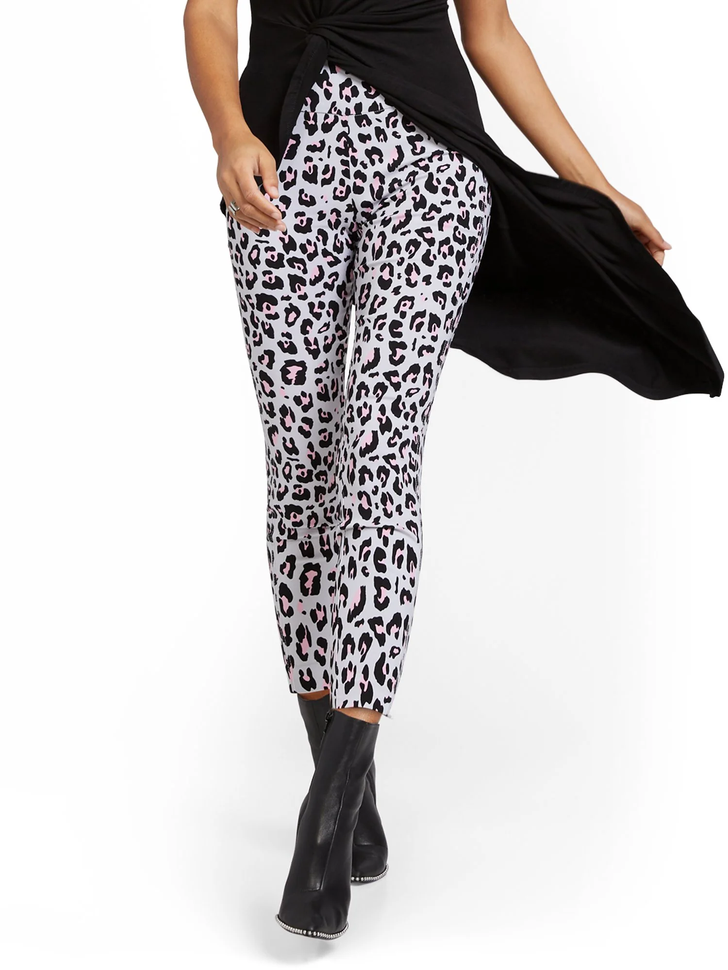 Whitney High-Waisted Pull-On Slim-Leg Ankle Pant - Animal Print - Image 2