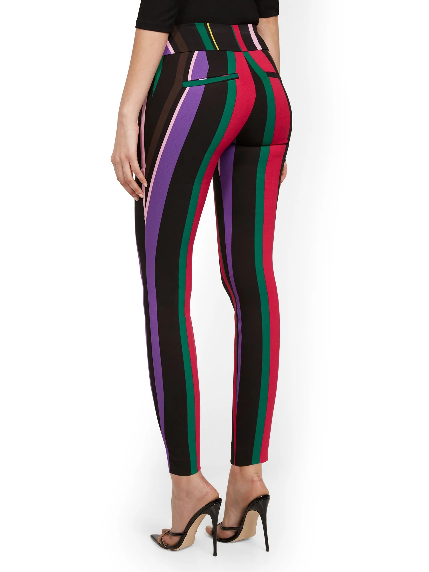 Whitney High-Waisted Pull-On Slim-Leg Ankle Pant - Multi-Stripe - Image 3