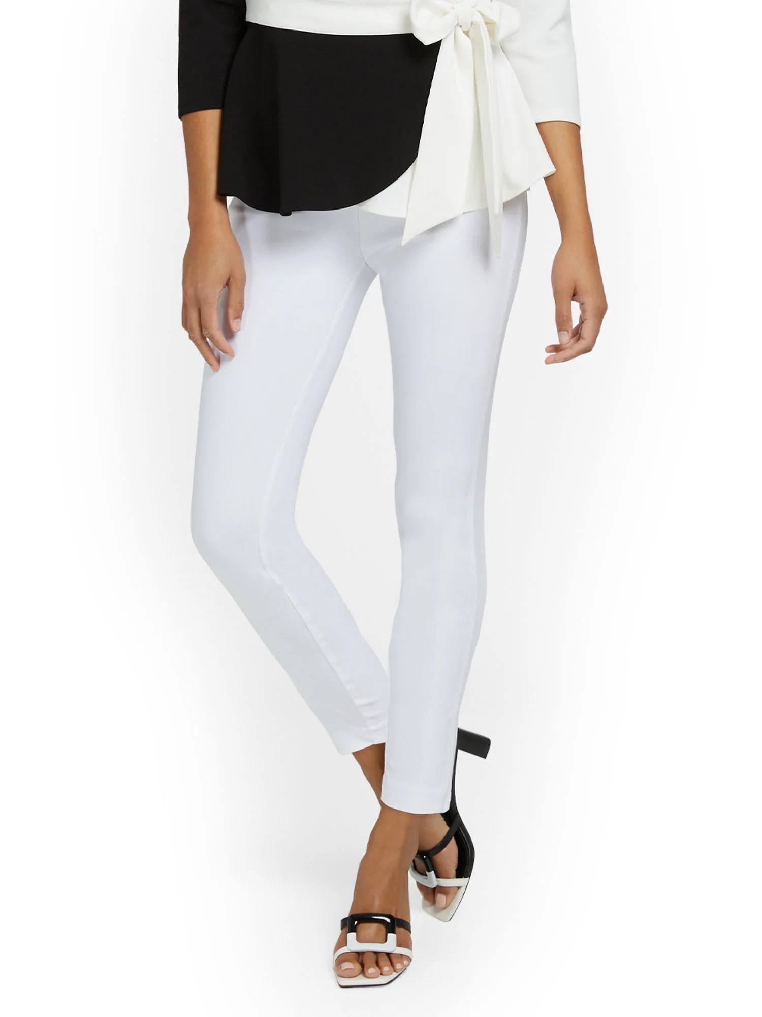 Whitney High-Waisted Pull-On Slim-Leg Ankle Pant - Optic White