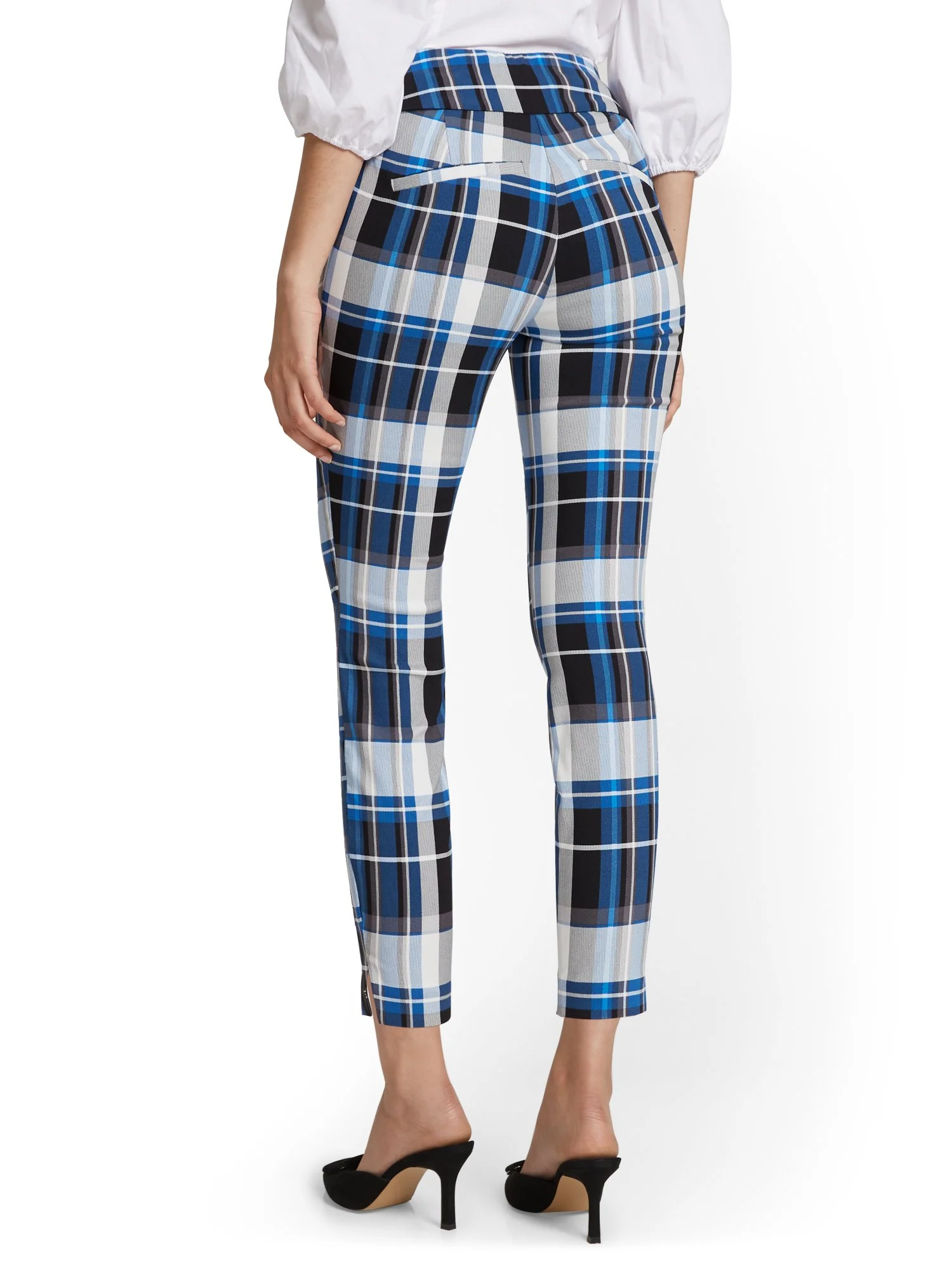 Whitney High-Waisted Pull-On Slim-Leg Ankle Pant - Plaid - Image 3
