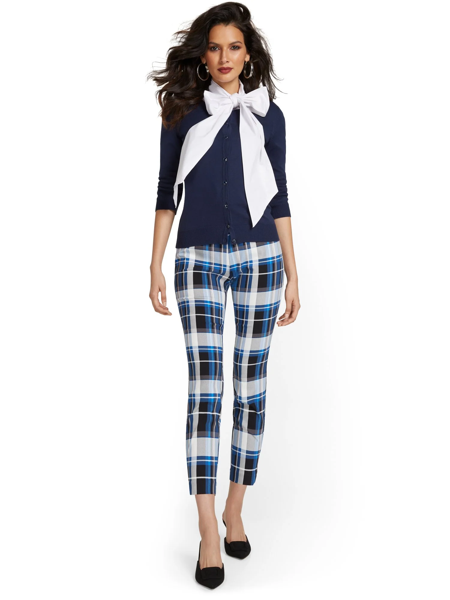Whitney High-Waisted Pull-On Slim-Leg Ankle Pant - Plaid - Image 4