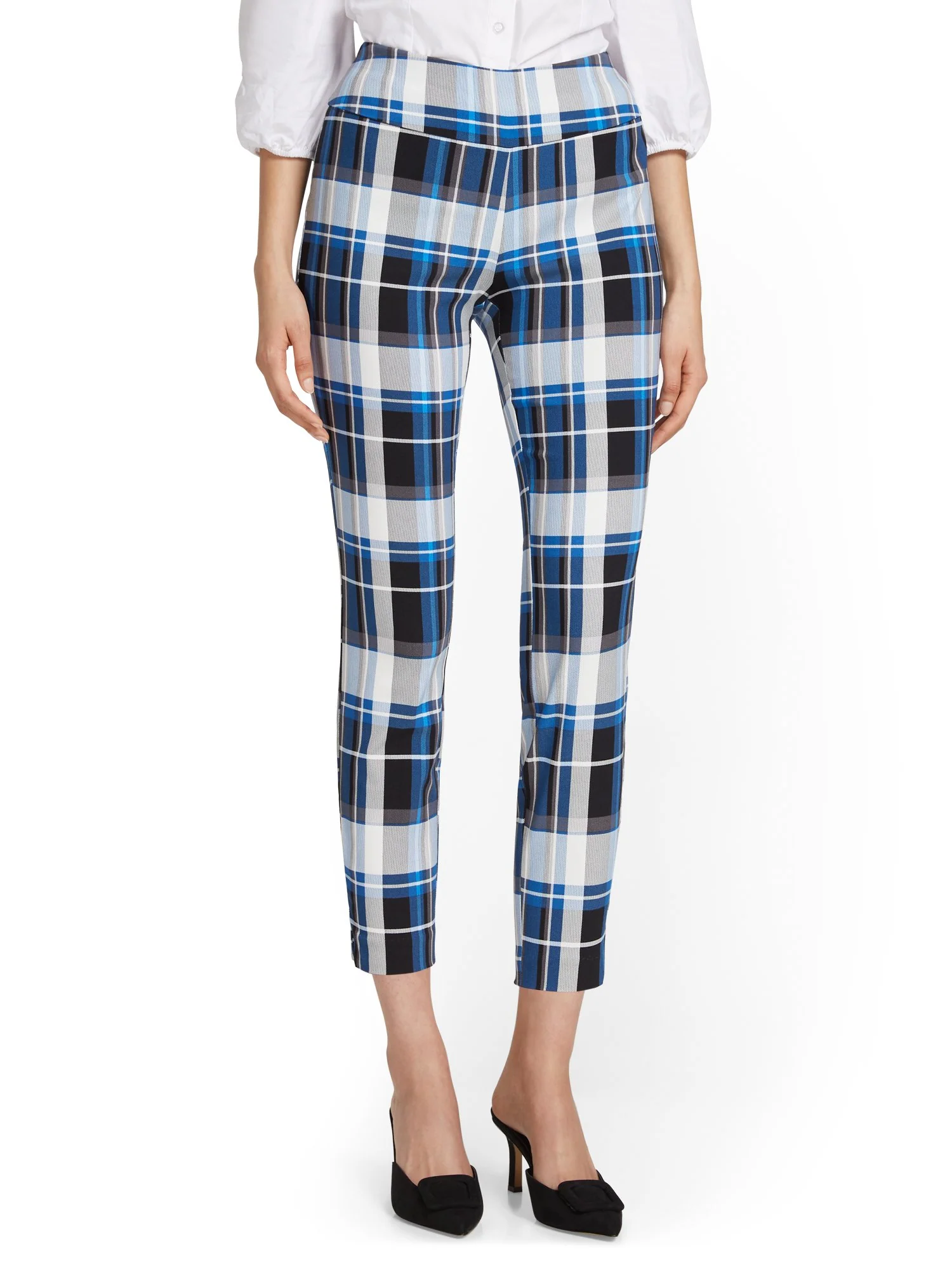 Whitney High-Waisted Pull-On Slim-Leg Ankle Pant - Plaid - Image 5