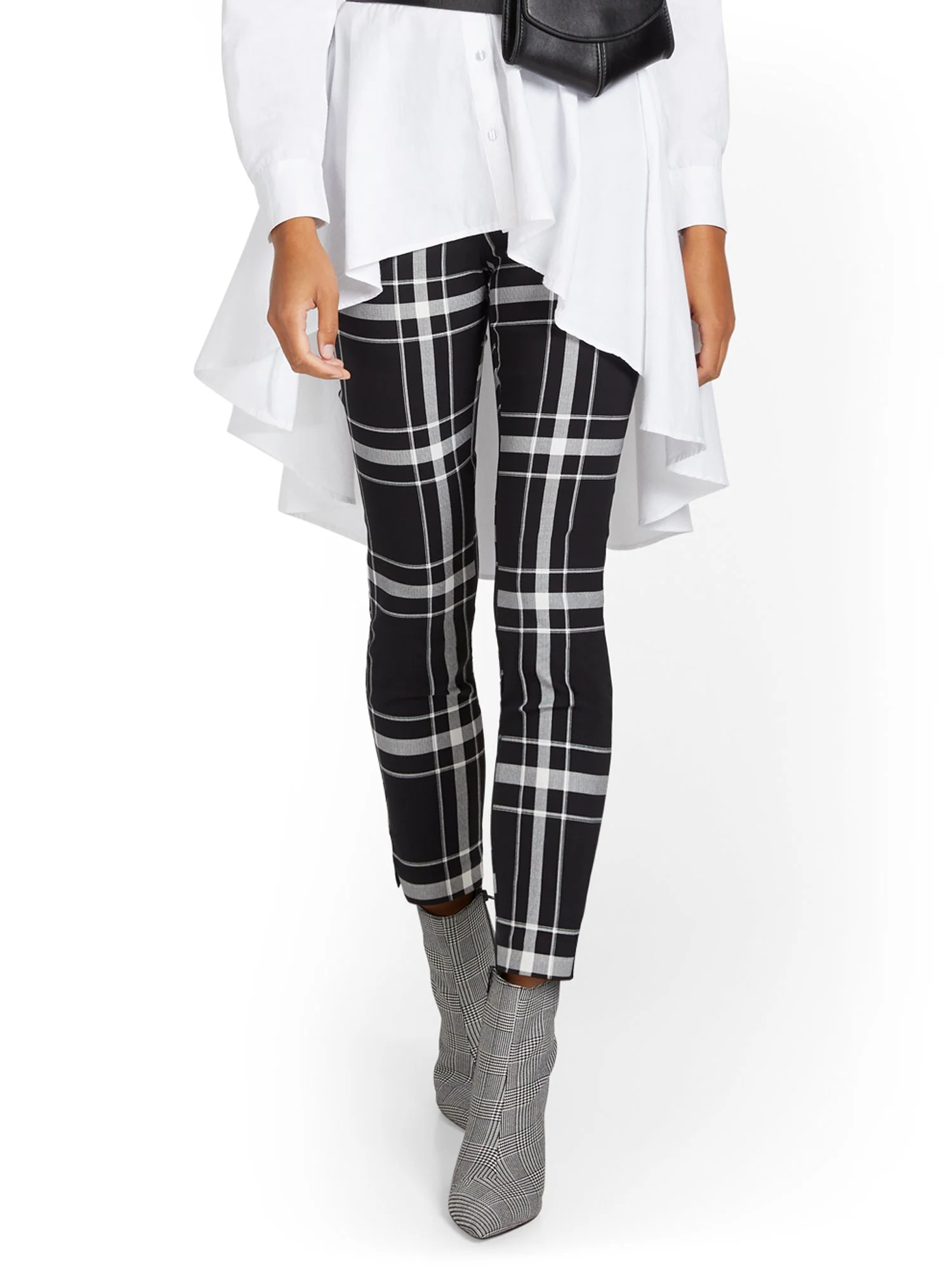 Whitney High-Waisted Pull-On Slim-Leg Ankle Pant - Plaid