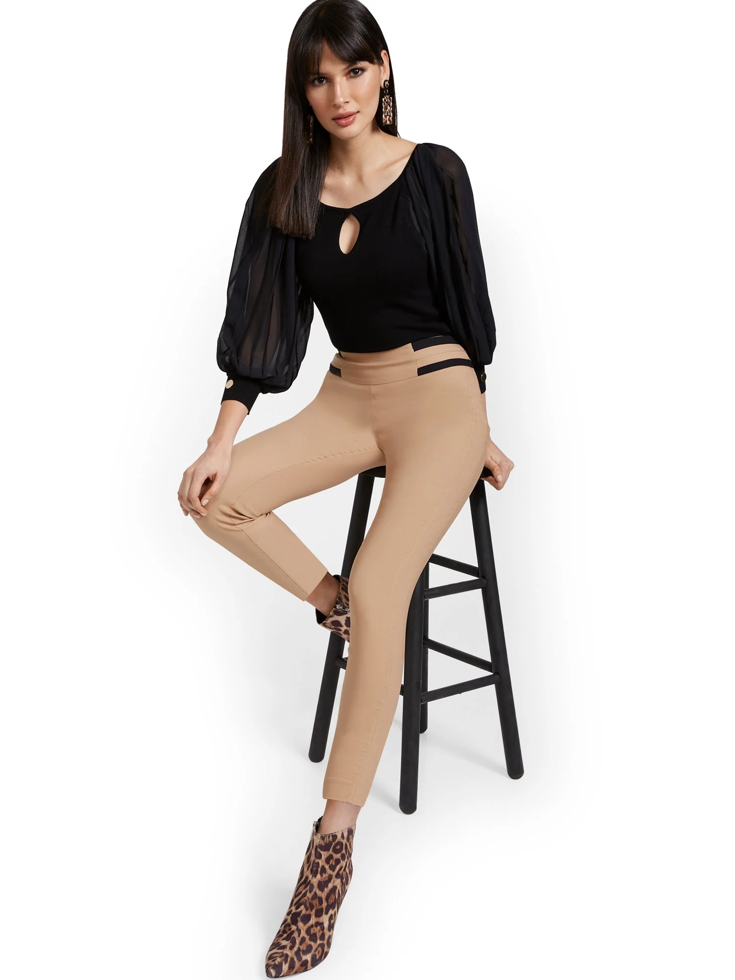 Whitney High-Waisted Pull-On Slim-Leg Ankle Pant - Top Stripes - Image 6