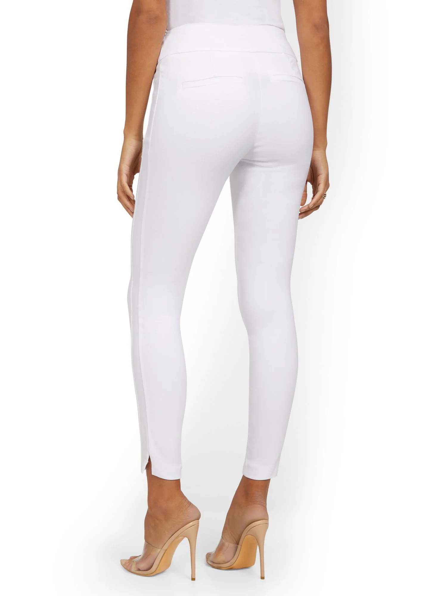 Whitney High-Waisted Pull-On Slim-Leg Ankle Pant - White - Image 3