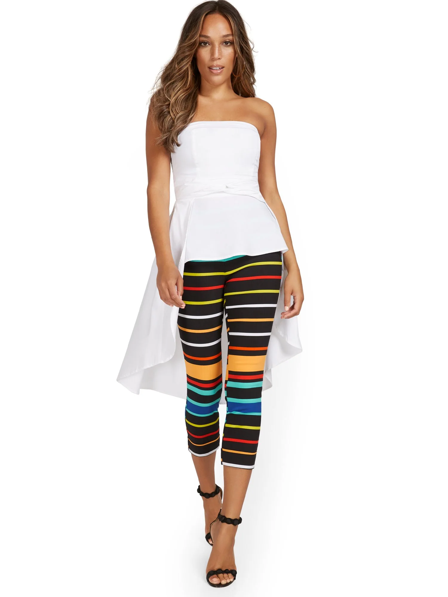 Whitney High-Waisted Pull-On Slim-Leg Capri Pant - Bold Stripe - Image 5