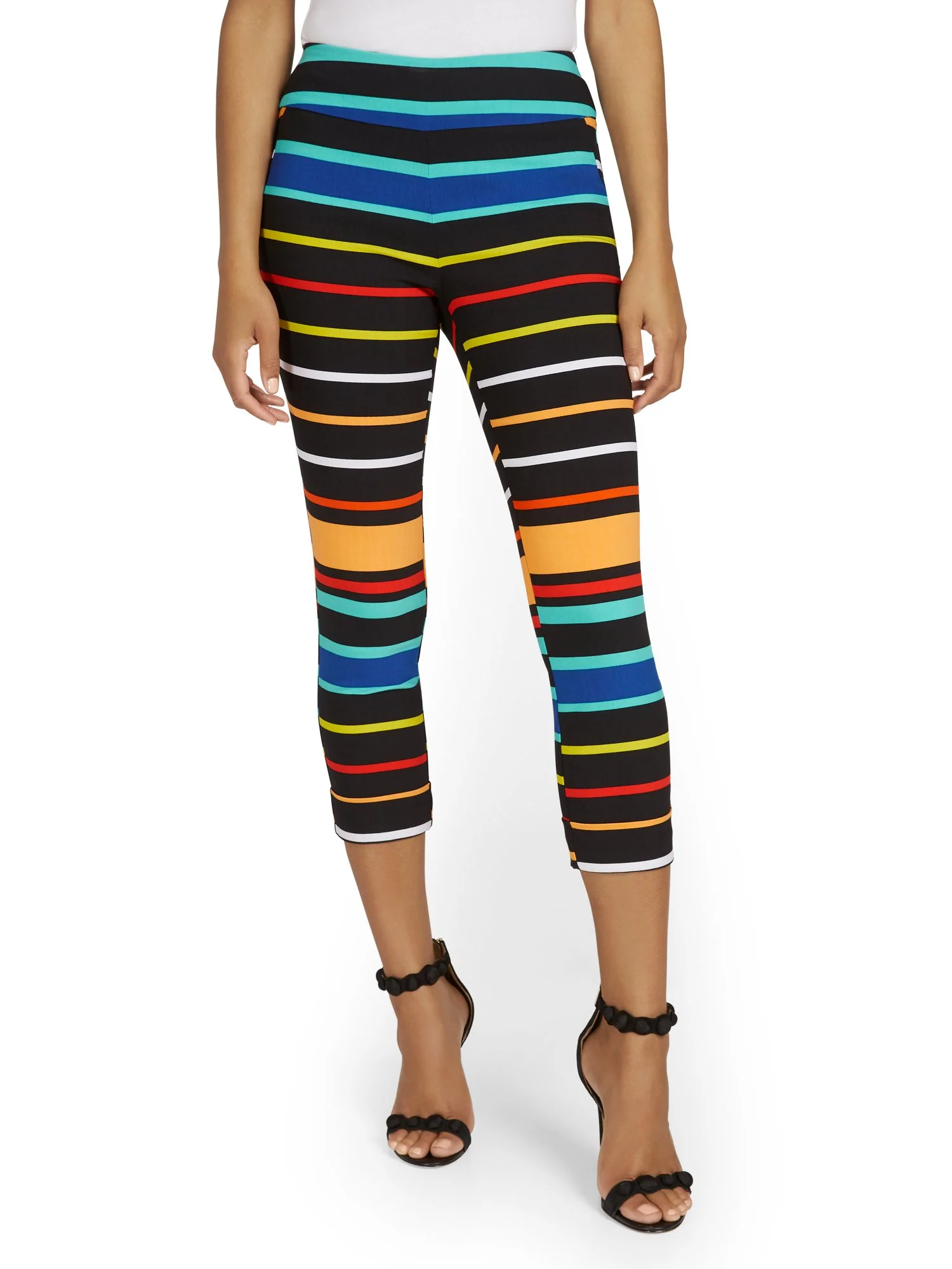 Whitney High-Waisted Pull-On Slim-Leg Capri Pant - Bold Stripe - Image 6