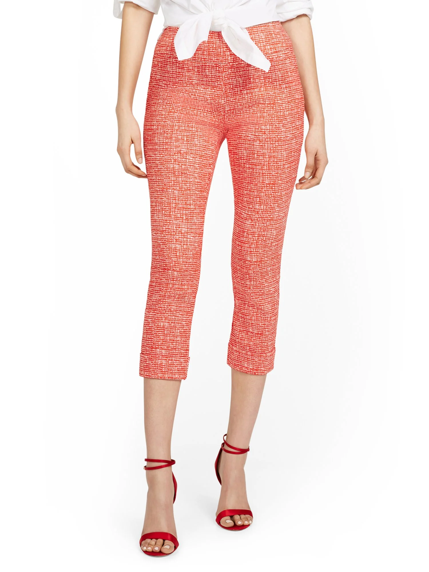 Whitney High-Waisted Pull-On Slim-Leg Capri Pant - Crosshatch - Image 7
