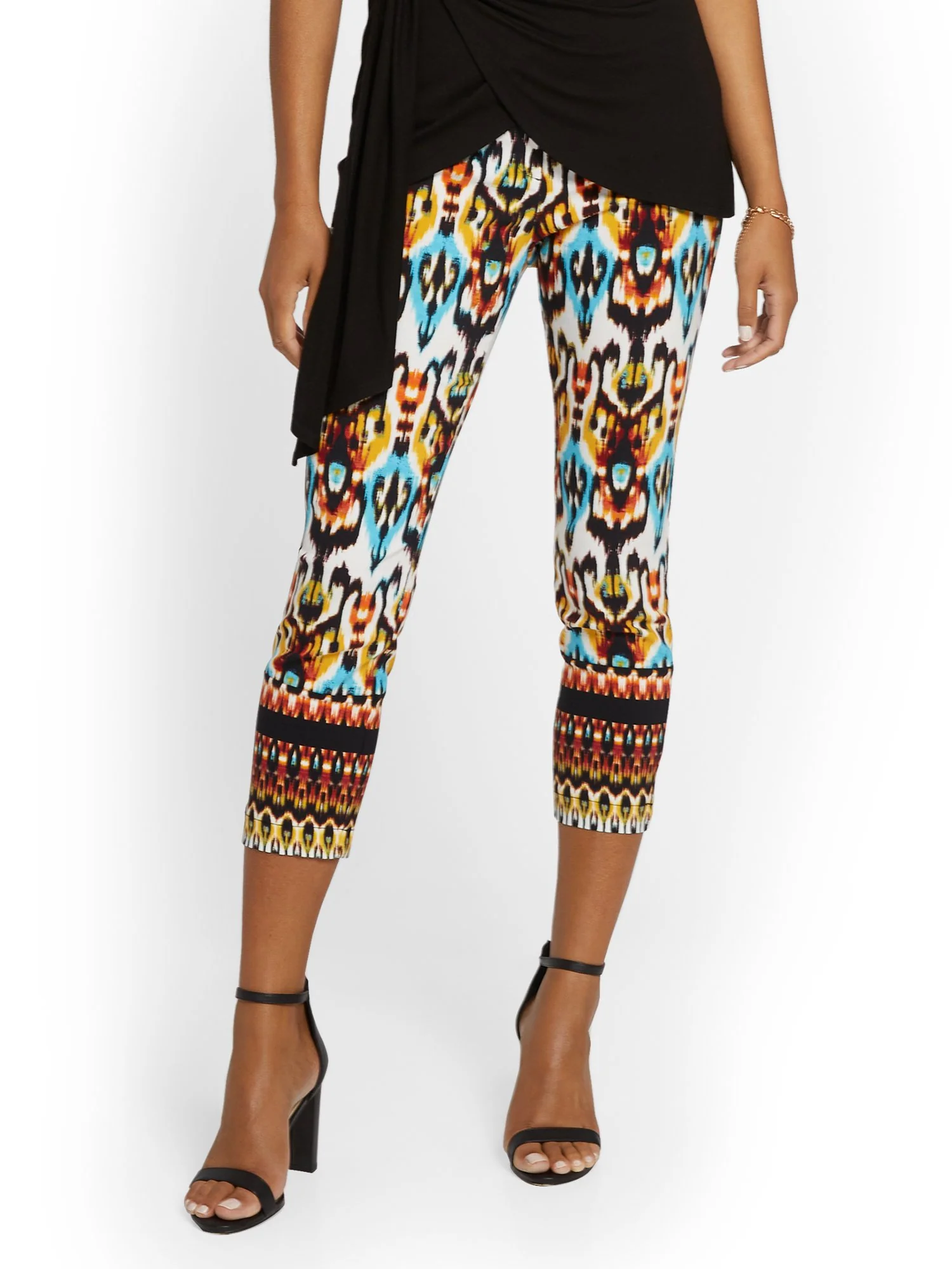 Whitney High-Waisted Pull-On Slim-Leg Capri Pant - Ikat-Print - Image 2