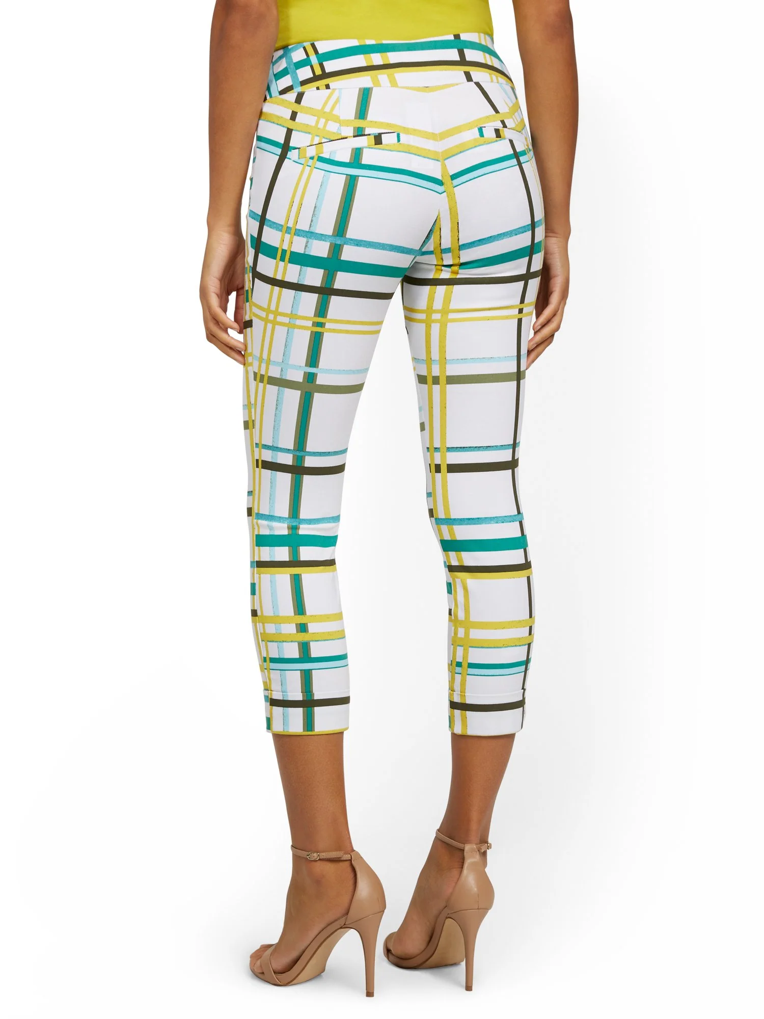 Whitney High-Waisted Pull-On Slim-Leg Capri Pant - Plaid - Image 3