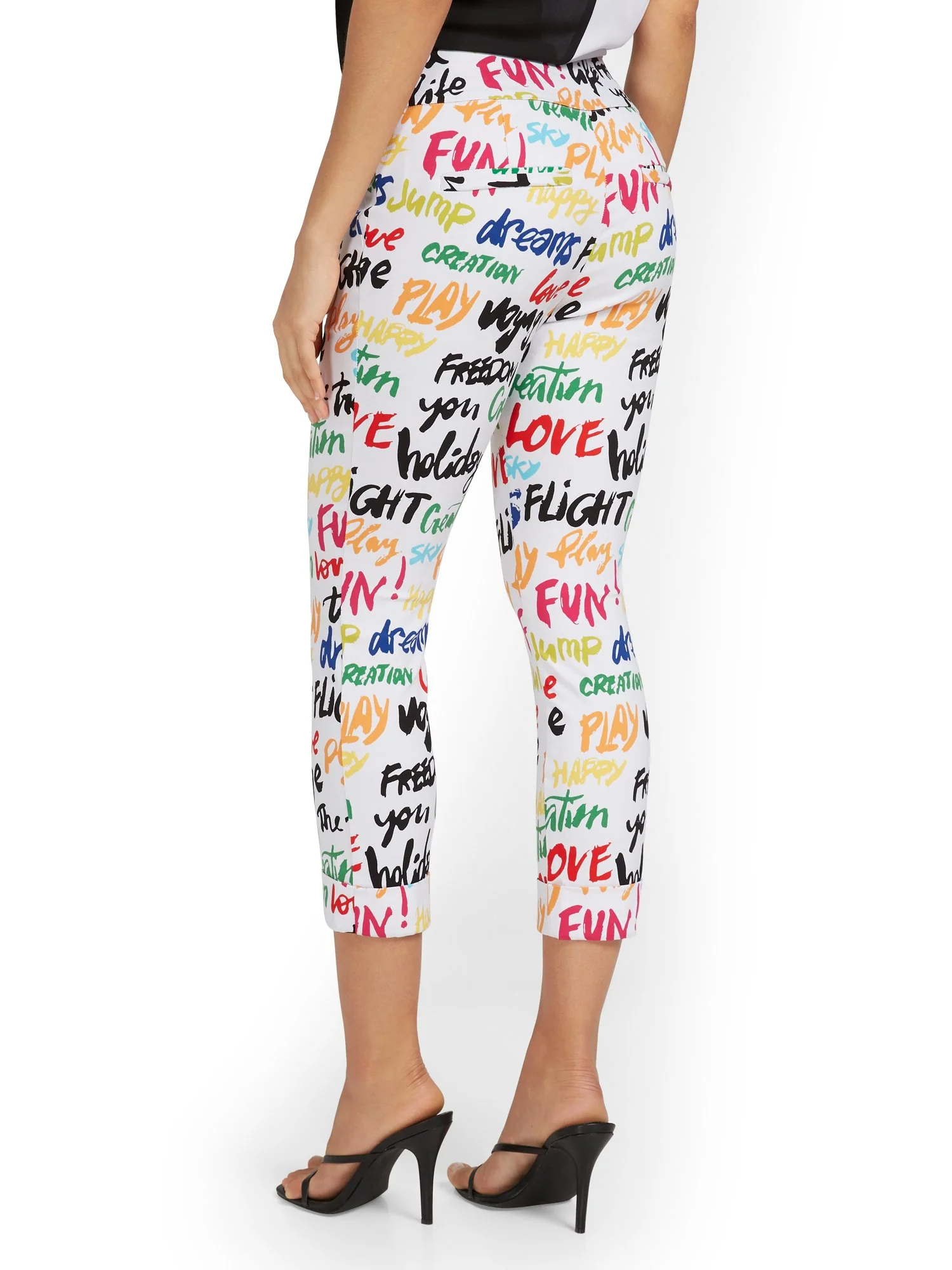 Whitney High-Waisted Pull-On Slim-Leg Capri Pant - Script-Print - Image 3