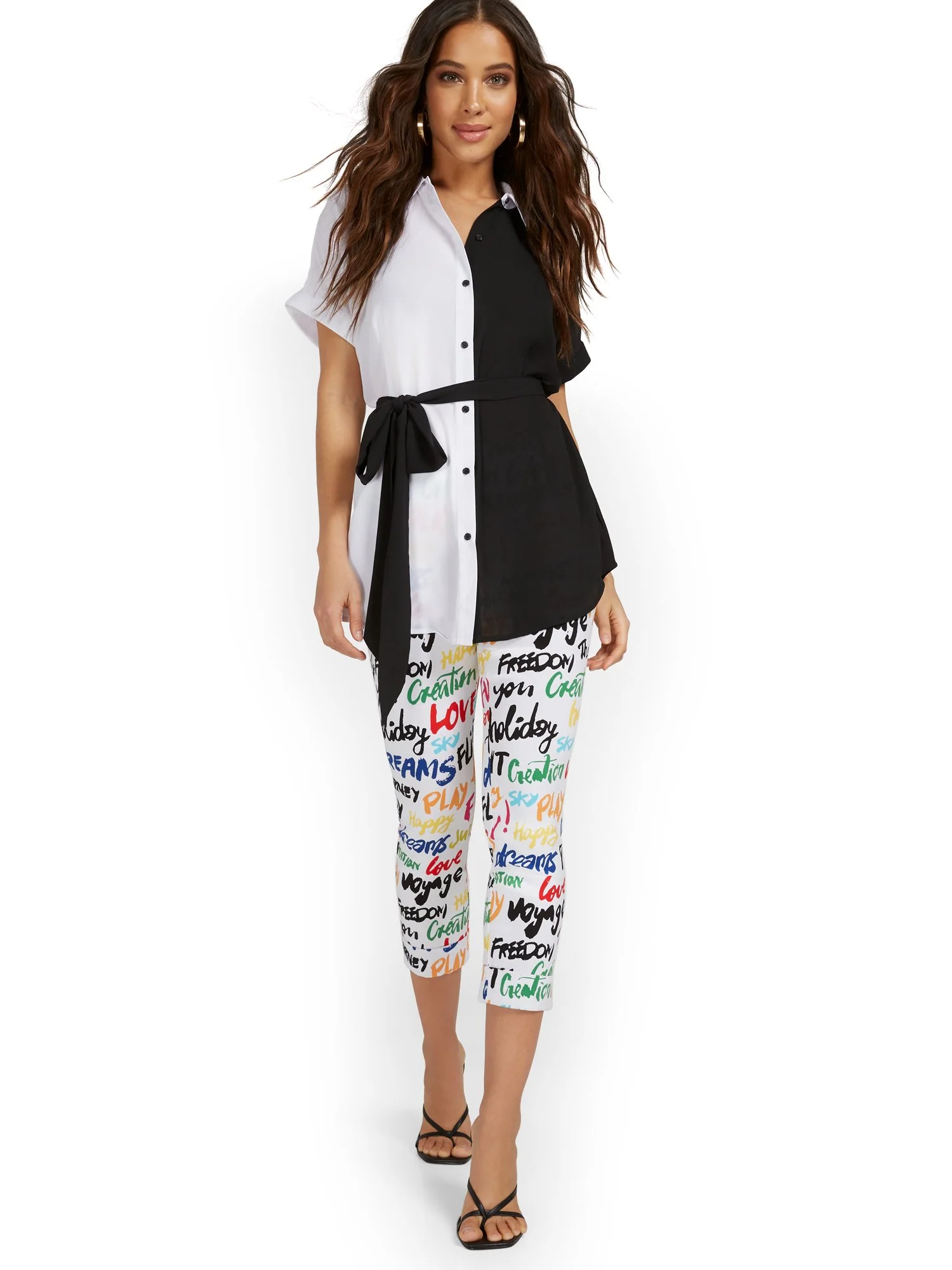 Whitney High-Waisted Pull-On Slim-Leg Capri Pant - Script-Print - Image 4