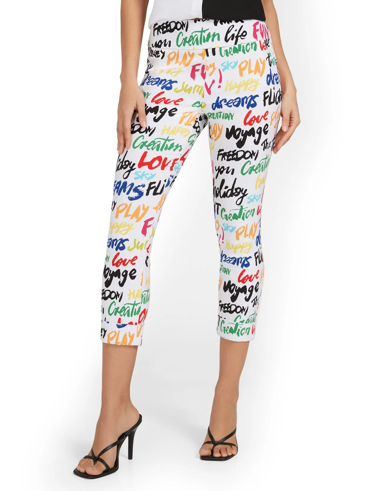 Whitney High-Waisted Pull-On Slim-Leg Capri Pant - Script-Print - Image 5
