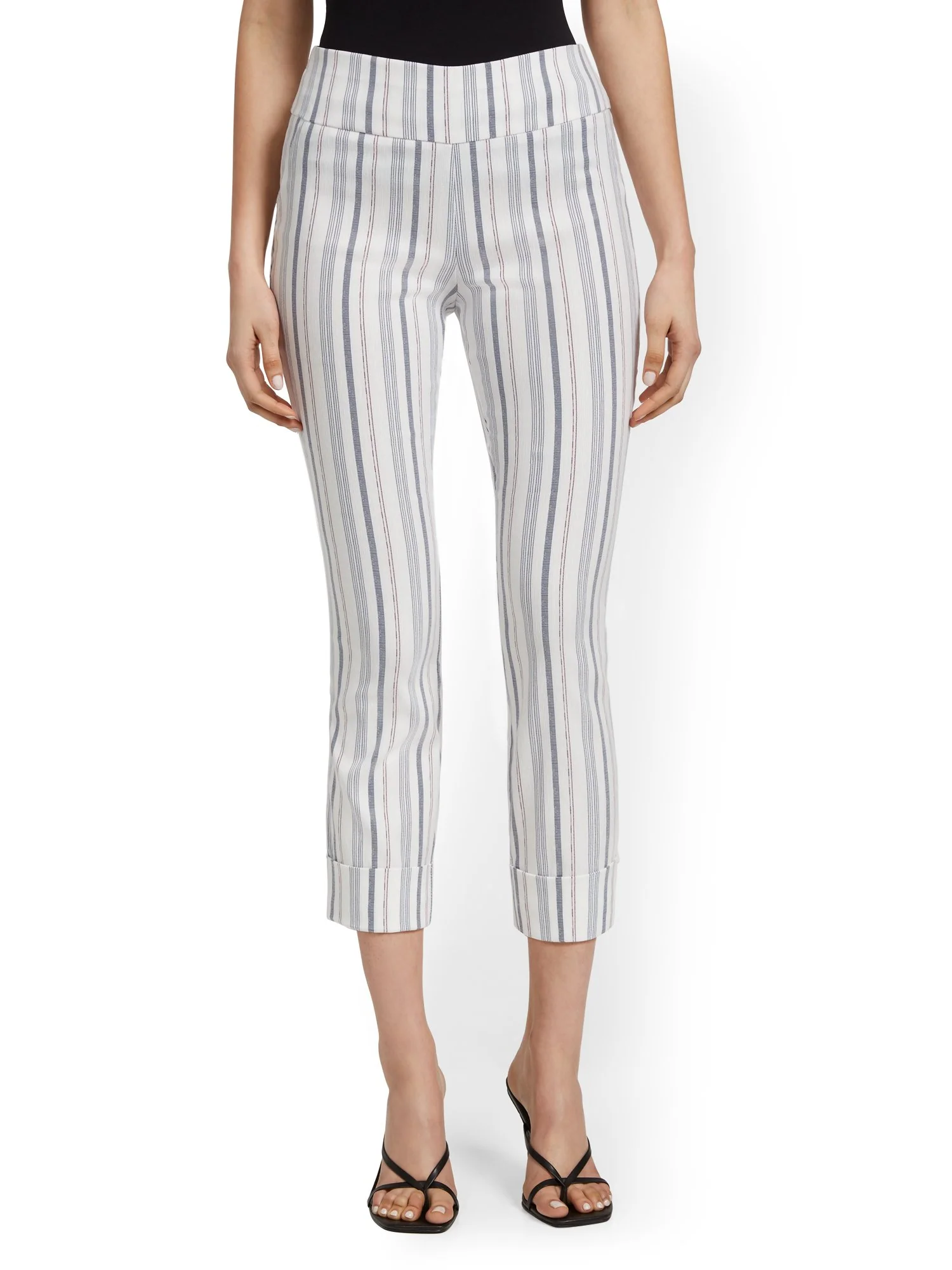 Whitney High-Waisted Pull-On Slim-Leg Capri Pant - Stripe - Image 5