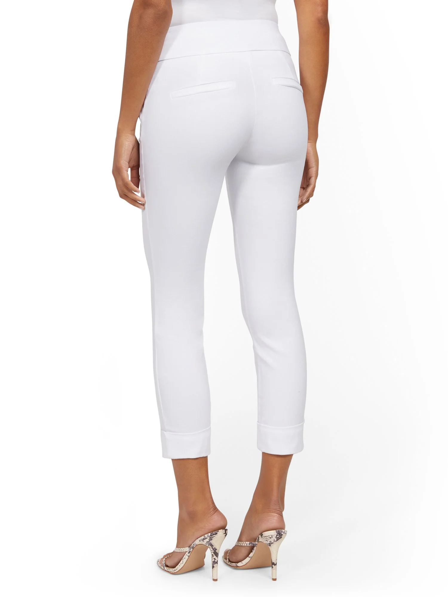 Whitney High-Waisted Pull-On Slim-Leg Capri Pant - White - Image 3