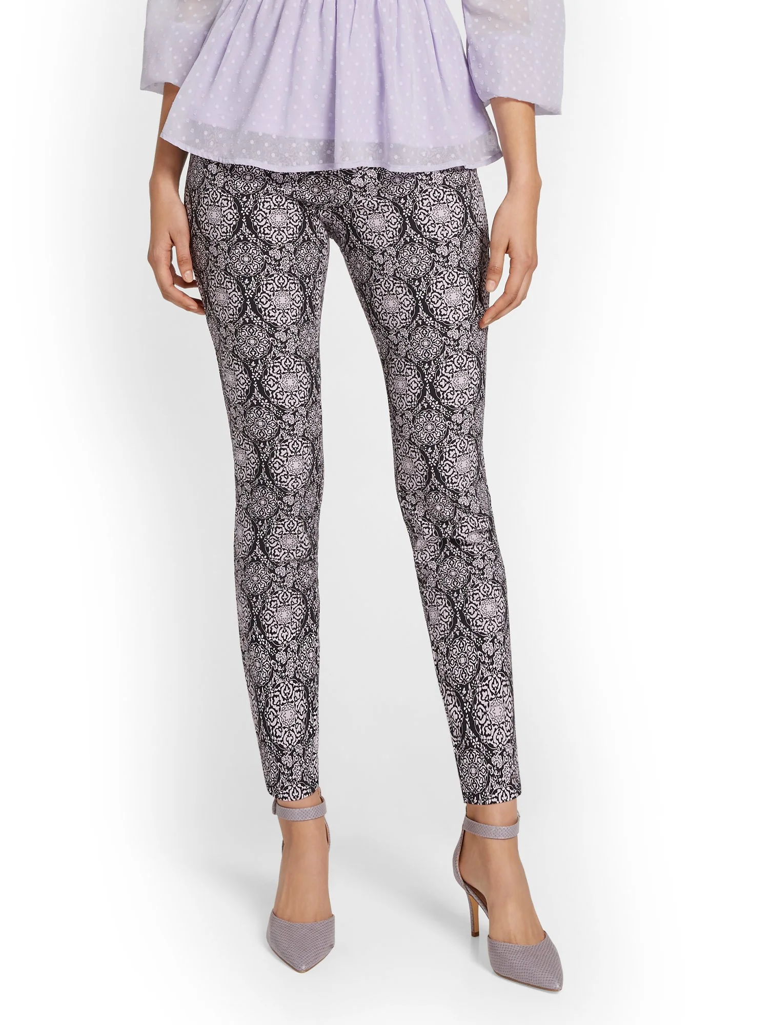 Whitney High-Waisted Pull-On Slim-Leg Pant - Brocade