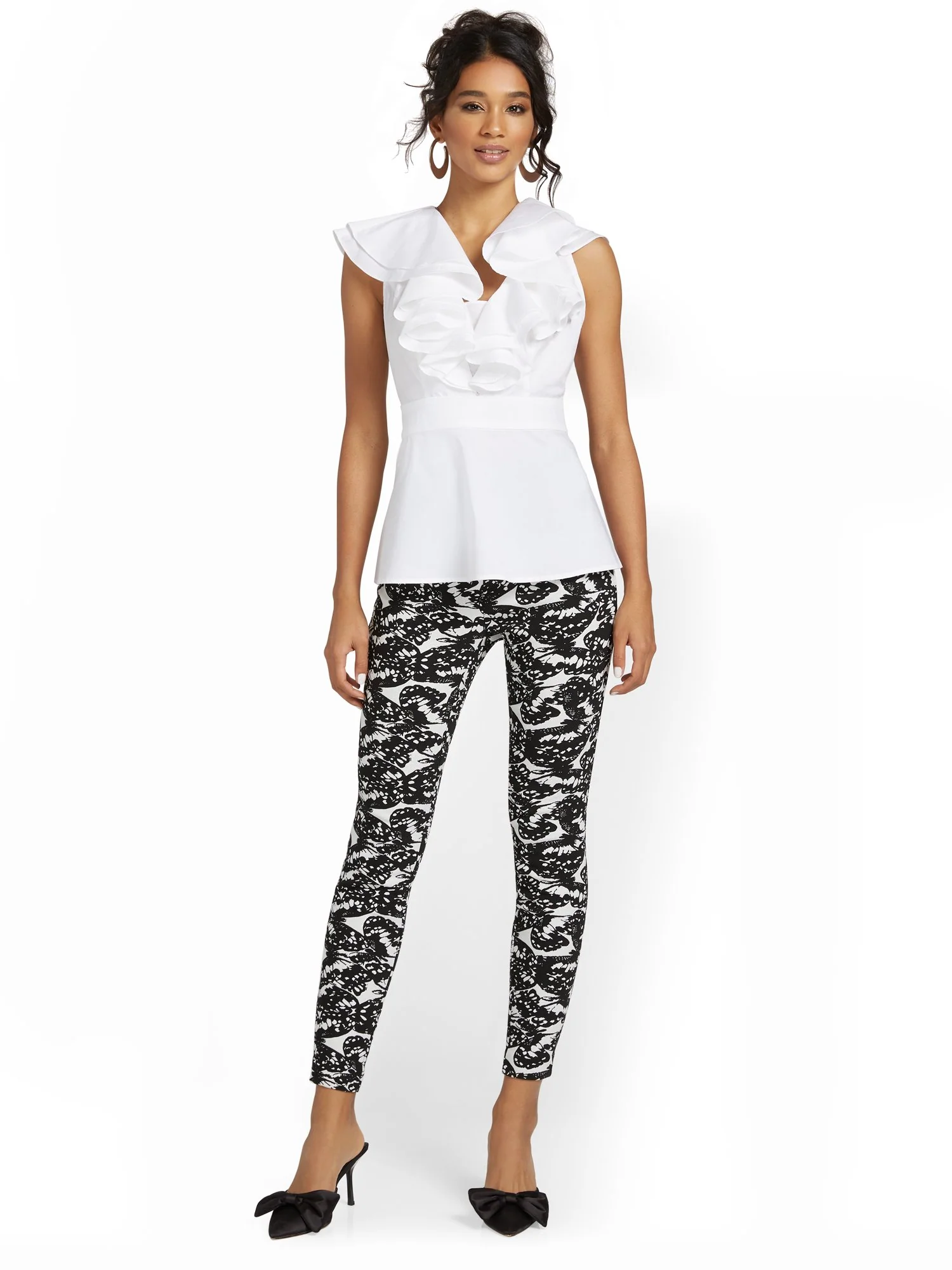 Whitney High-Waisted Pull-On Slim-Leg Pant - Butterfly-Print - Image 4