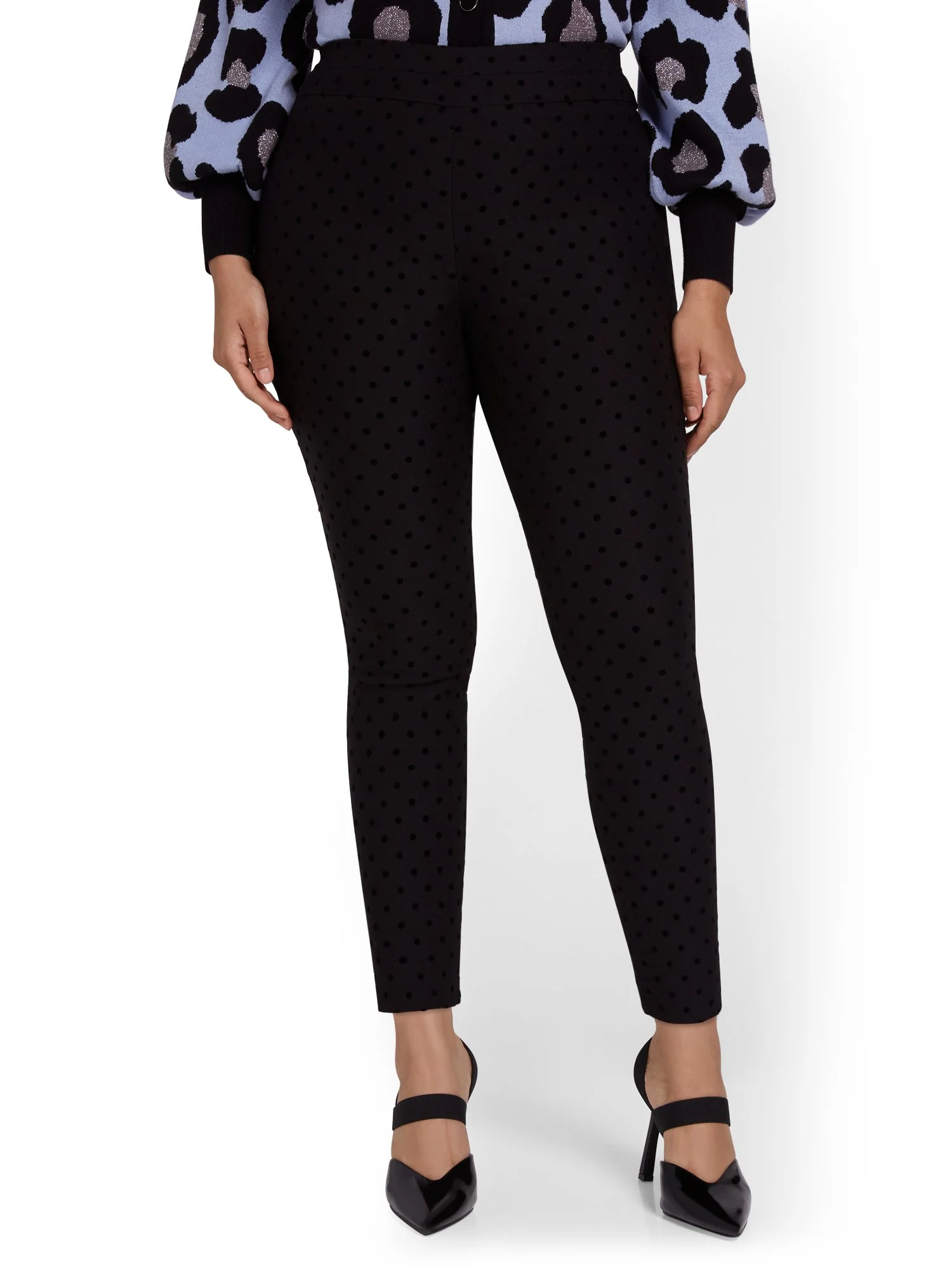 Whitney High-Waisted Pull-On Slim-Leg Pant - Dot-Print - Image 6