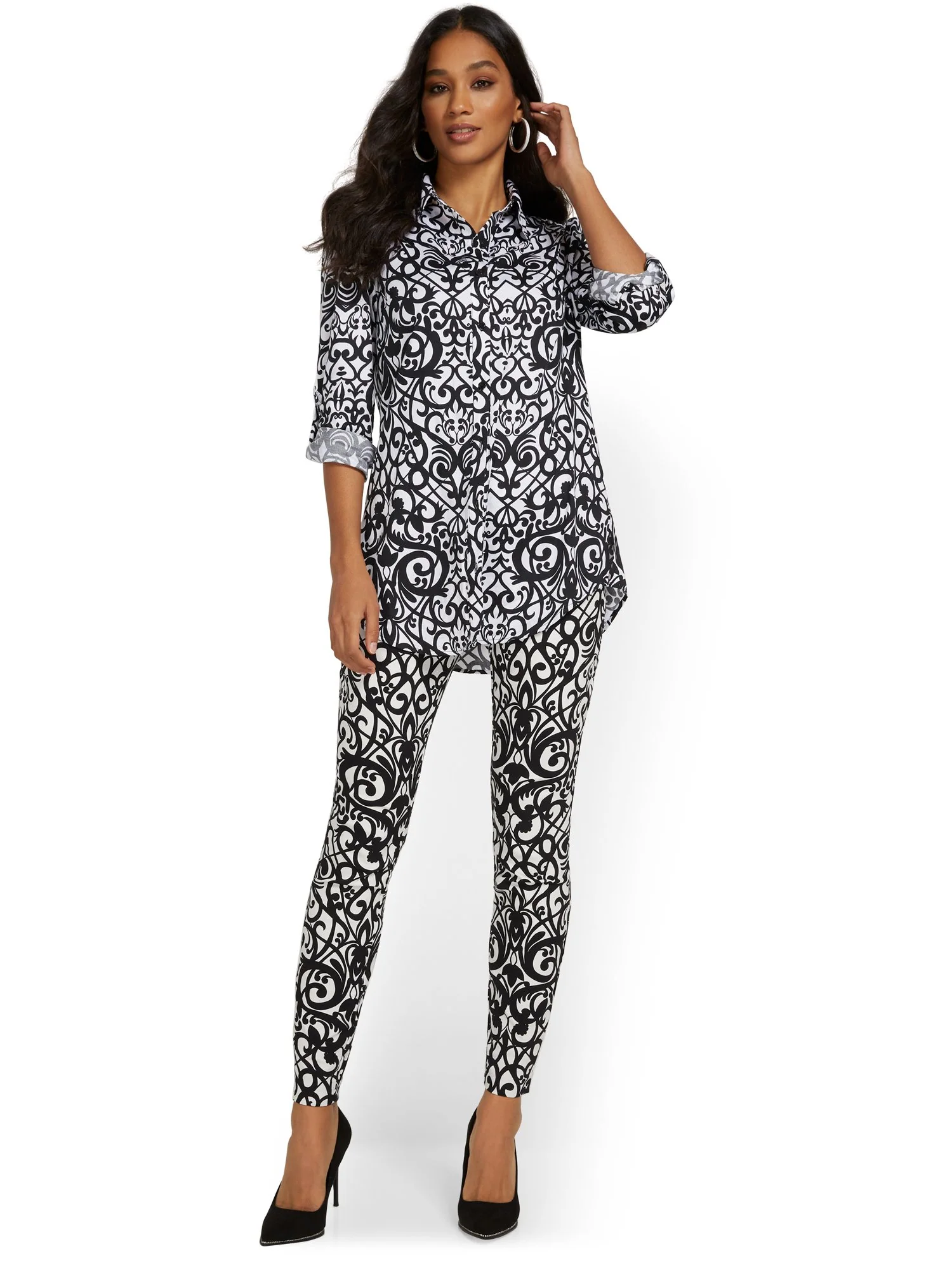 Whitney High-Waisted Pull-On Slim-Leg Pant - Jacquard - Image 4