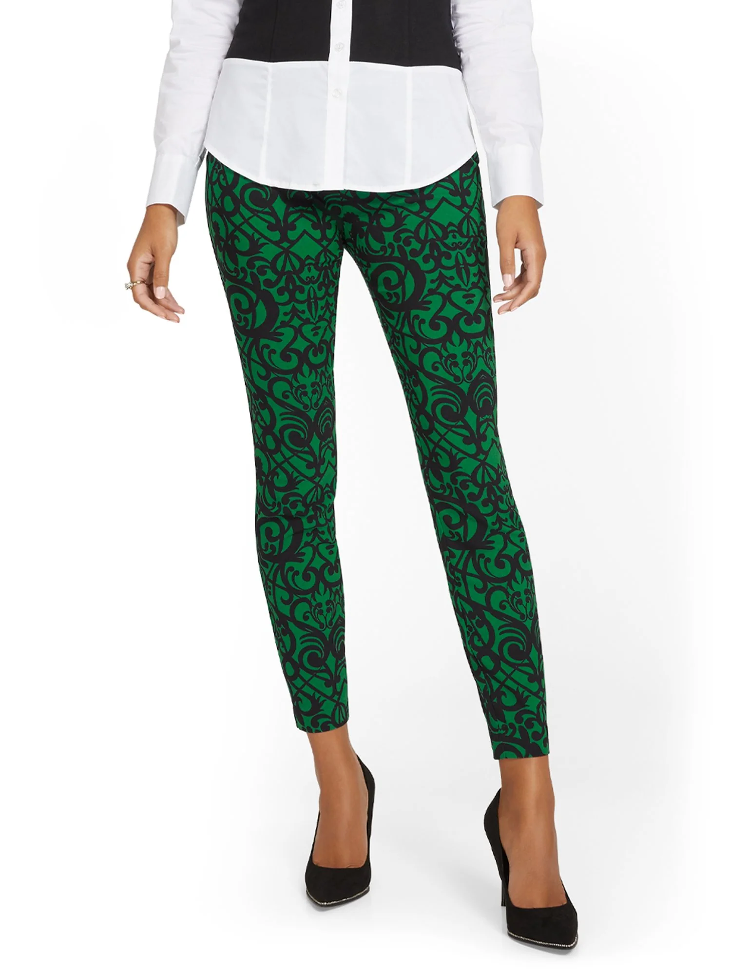 Whitney High-Waisted Pull-On Slim-Leg Pant - Jacquard - Image 8