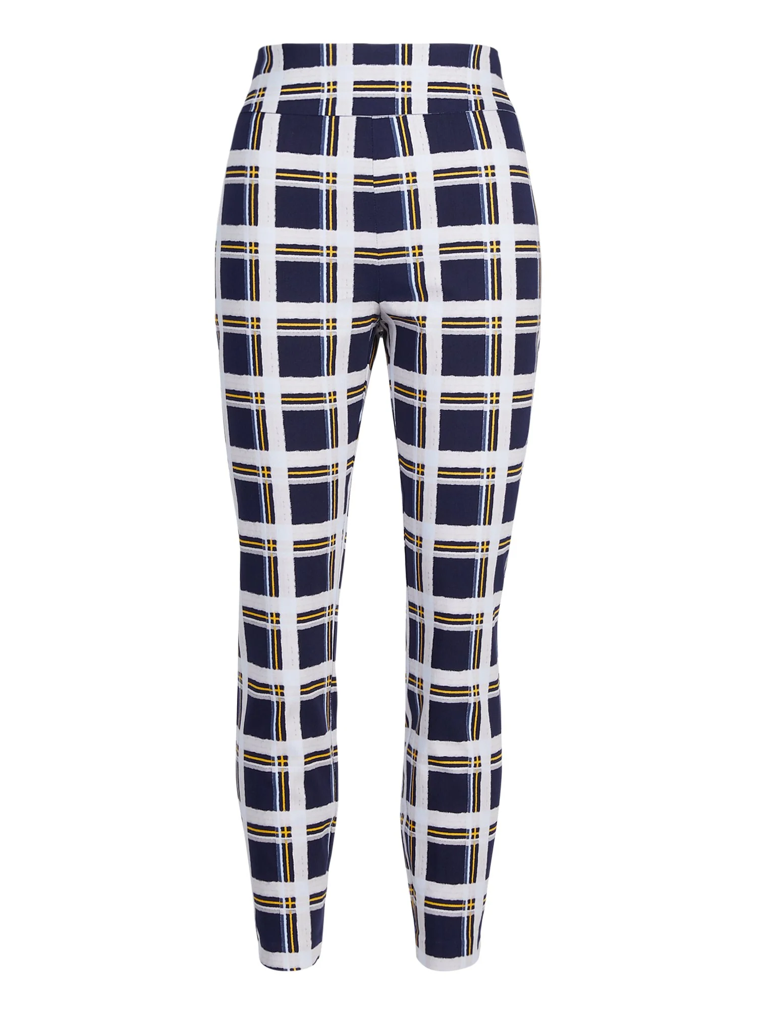 Whitney High-Waisted Pull-On Slim-Leg Pant - Plaid
