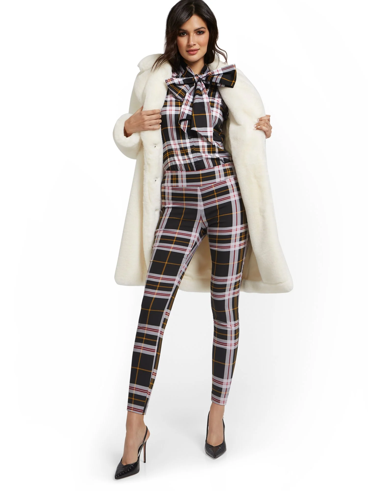 Whitney High-Waisted Pull-On Slim-Leg Pant - Plaid - Image 4