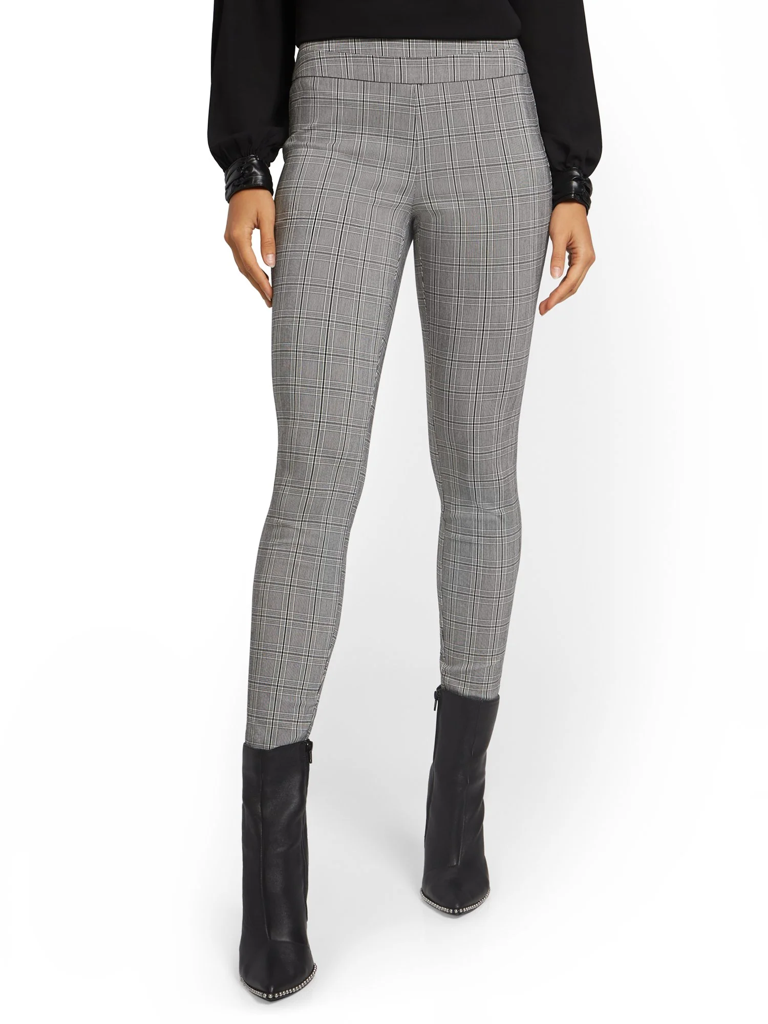 Whitney High-Waisted Pull-On Slim-Leg Pant - Plaid - Image 4