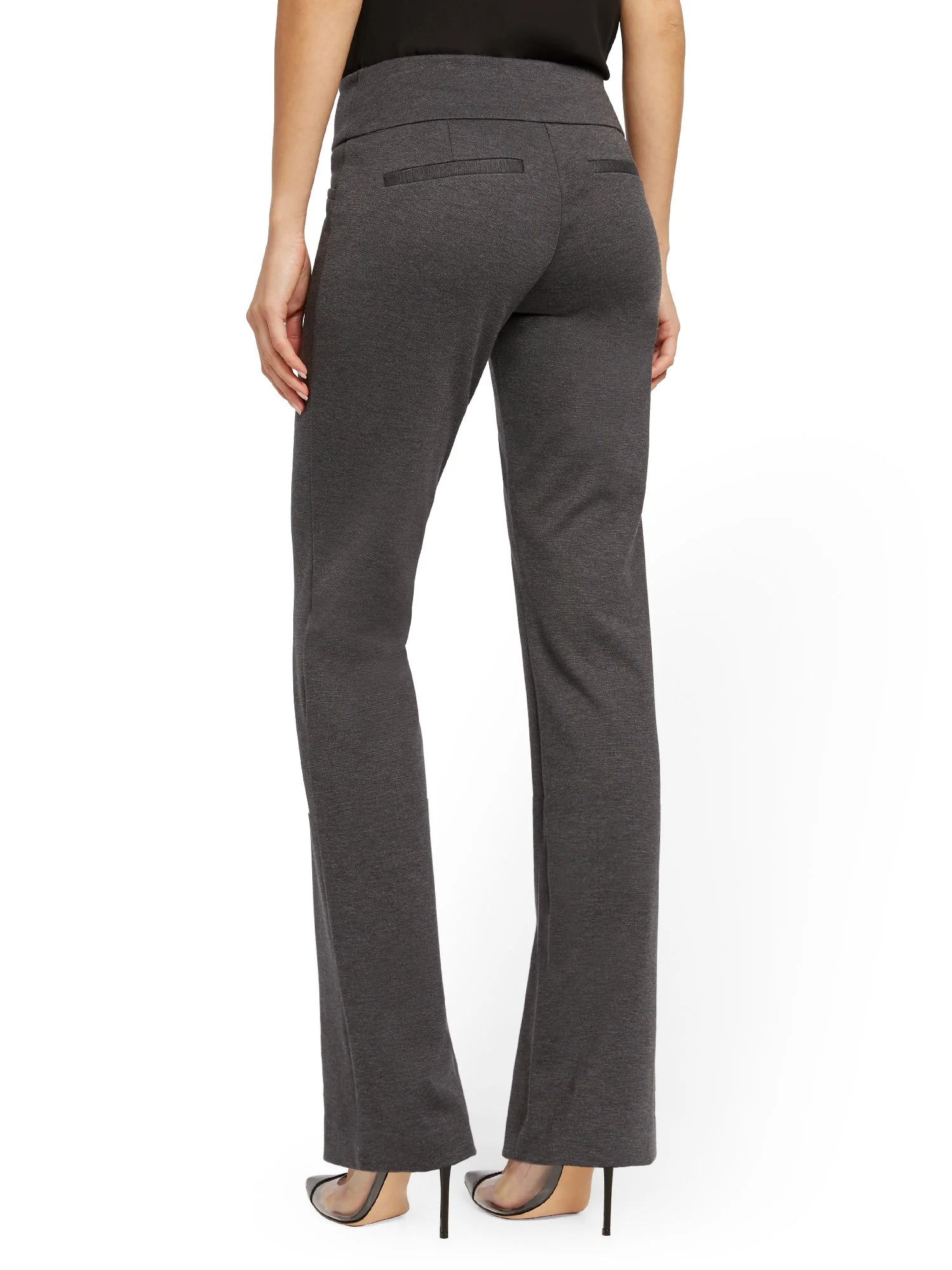 Whitney High-Waisted Pull-On Straight-Leg Pant - Grey Ponte - Image 3