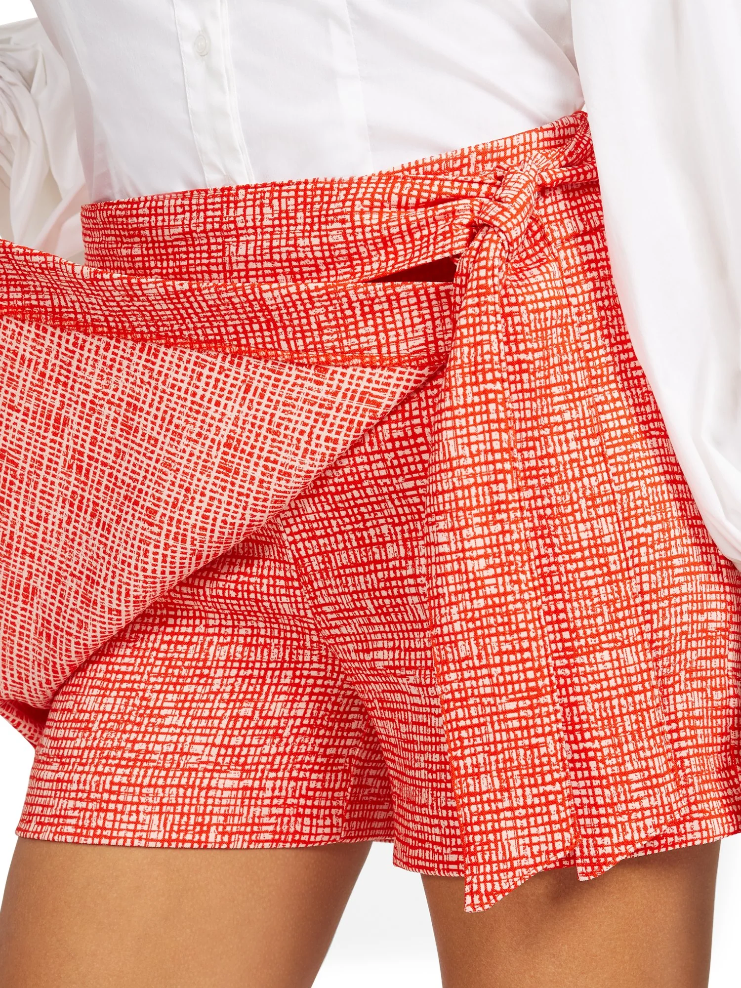 Whitney High-Waisted Tie-Front Skort - Crosshatch - Image 5