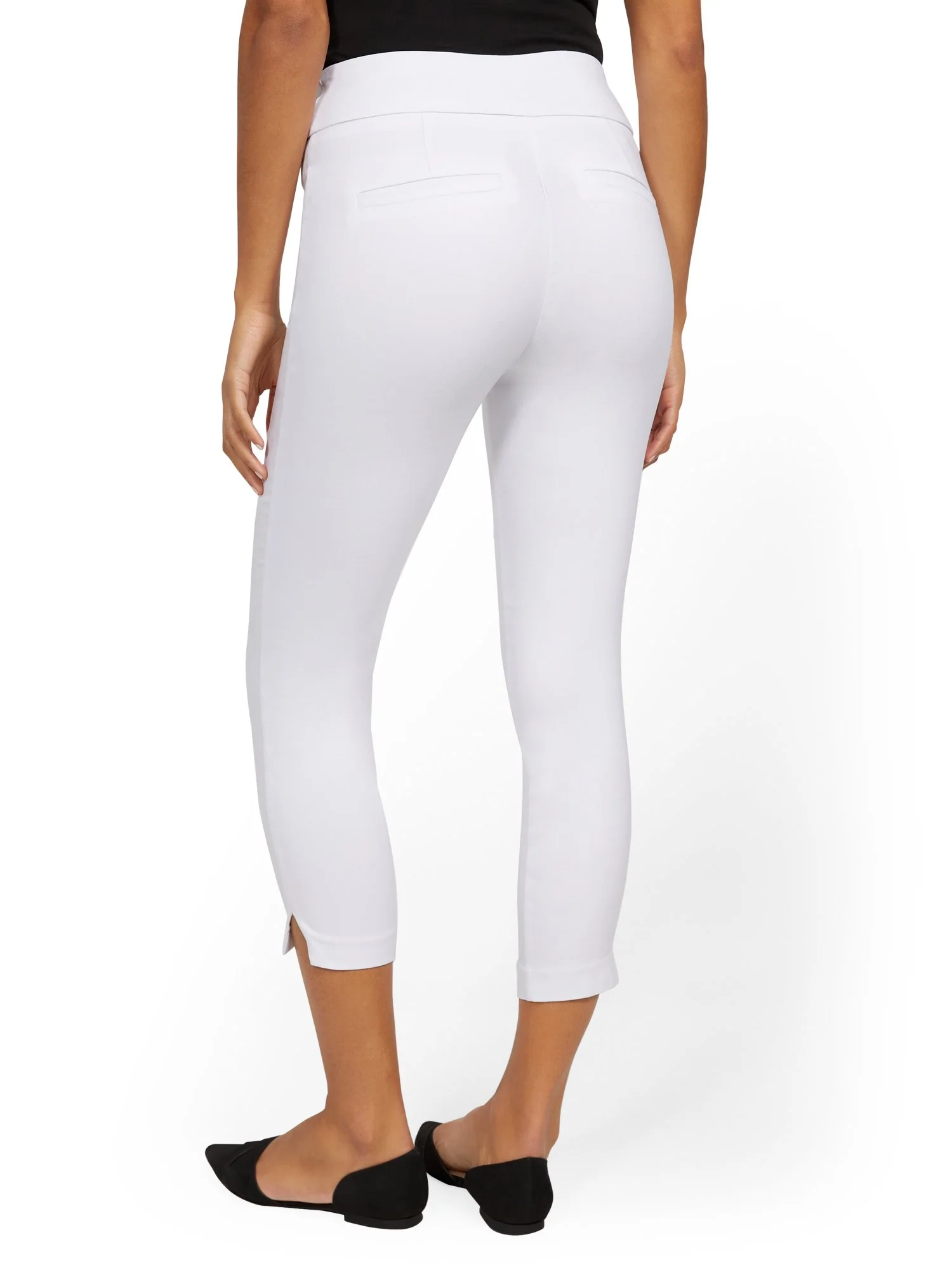 Whitney High-Waisted Tummy Control Pull-On Slim-Leg Capri Pant - White - Image 3