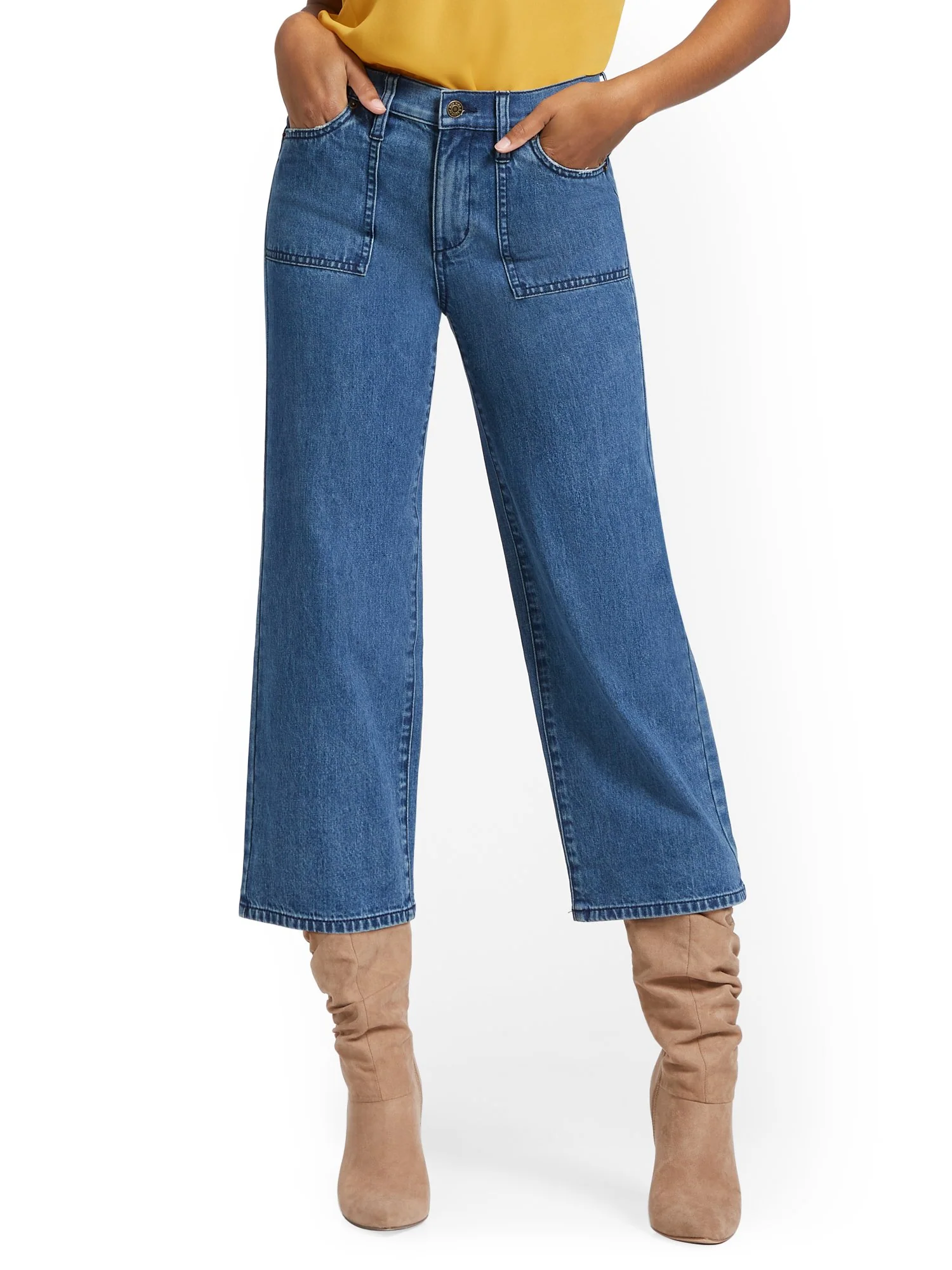 Wide-Leg Capri Jeans