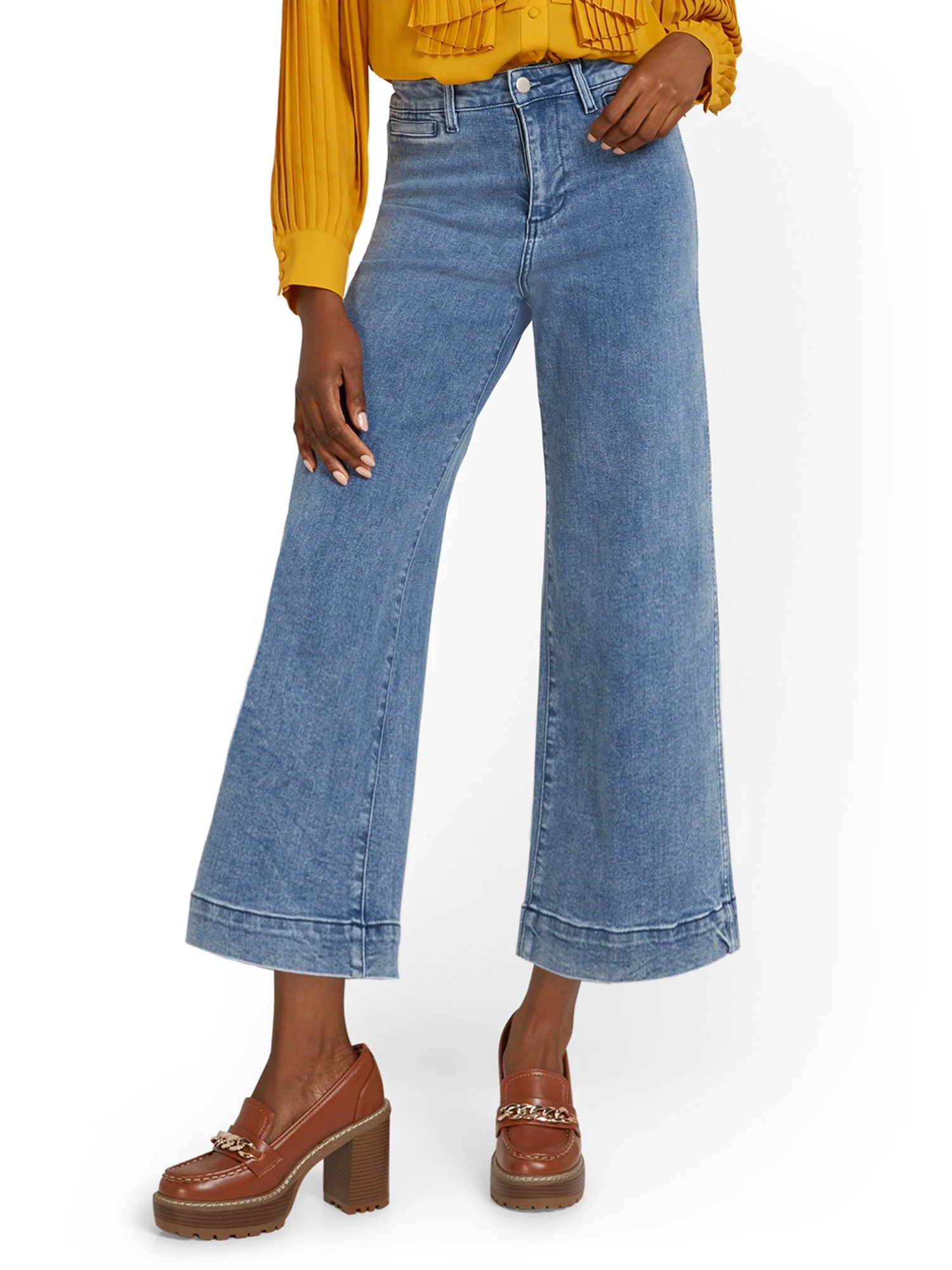 Wide-Leg Capri Jeans - Medium Blue Wash - Image 2