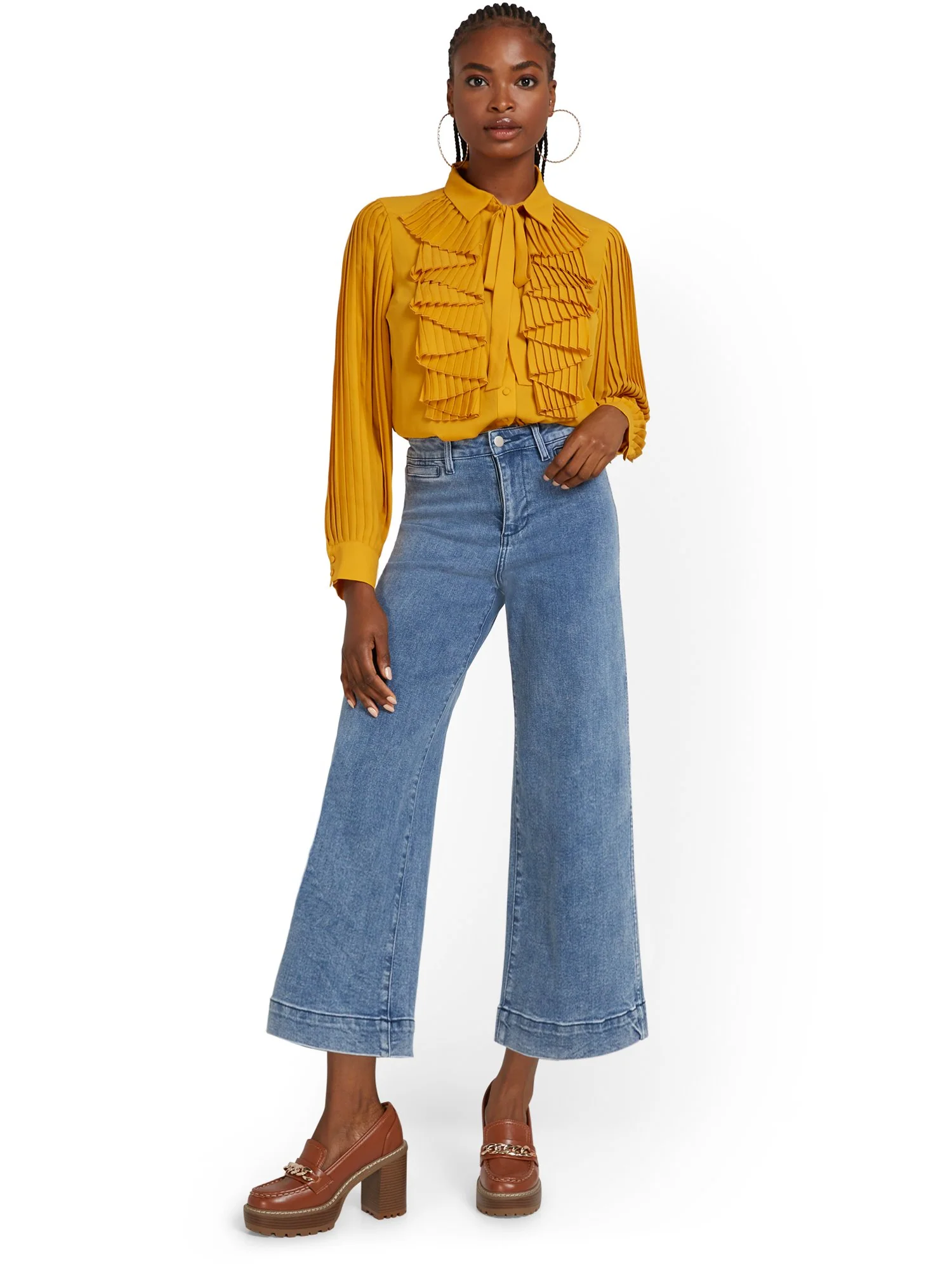 Wide-Leg Capri Jeans - Medium Blue Wash - Image 3