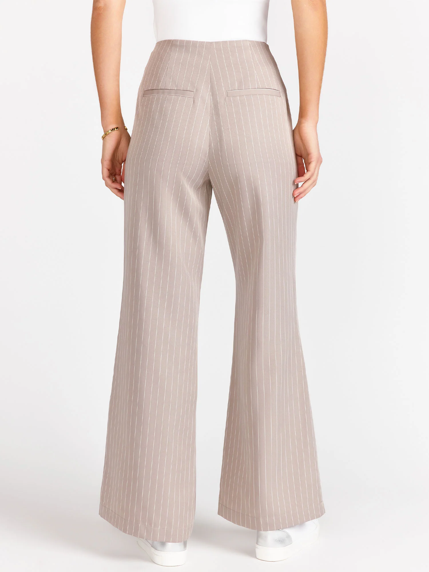 Wide Leg Woven Pinstripe Pant - Crescent - Image 4