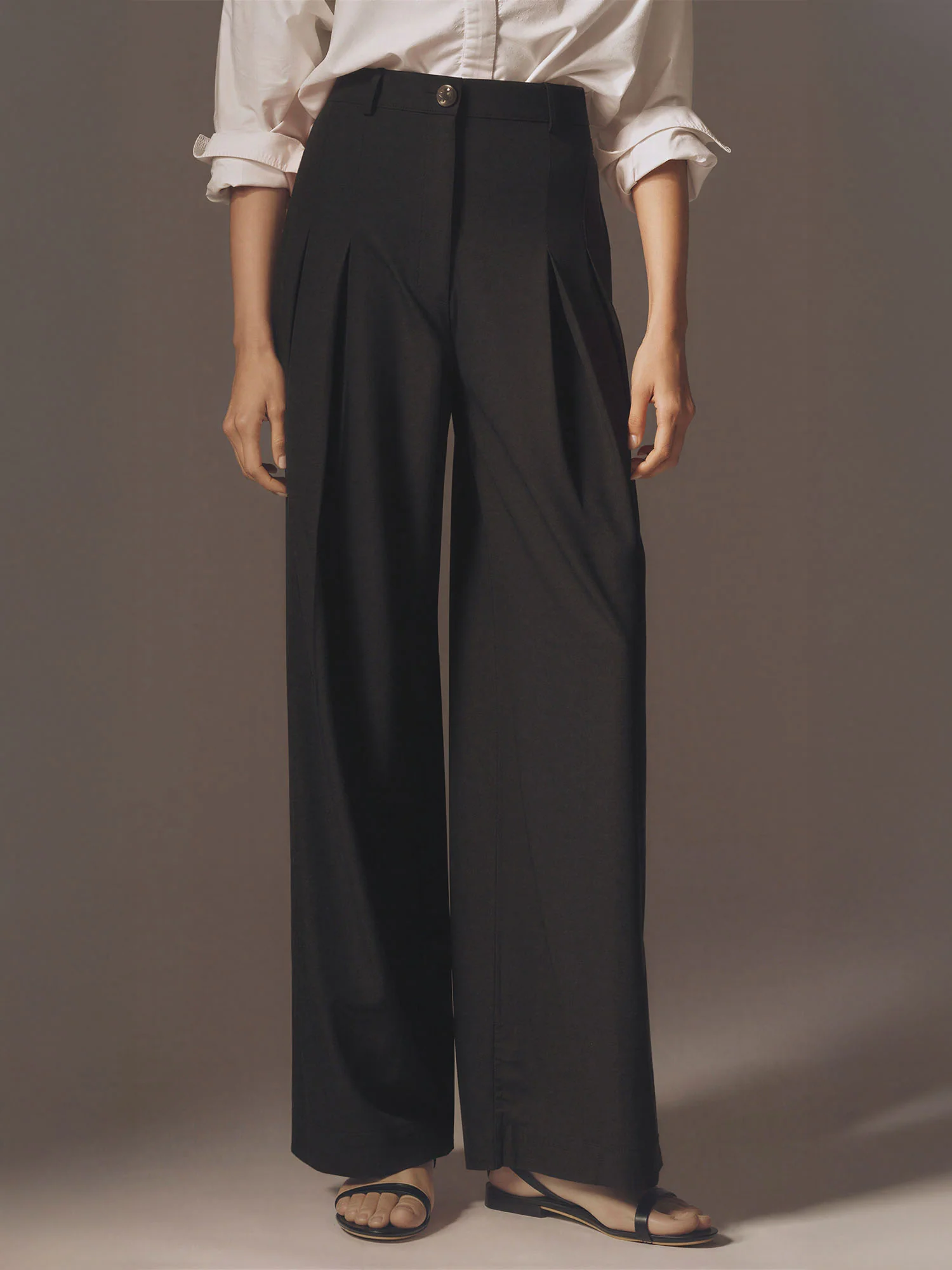 Wide Leg Pleated Pants - Image 3