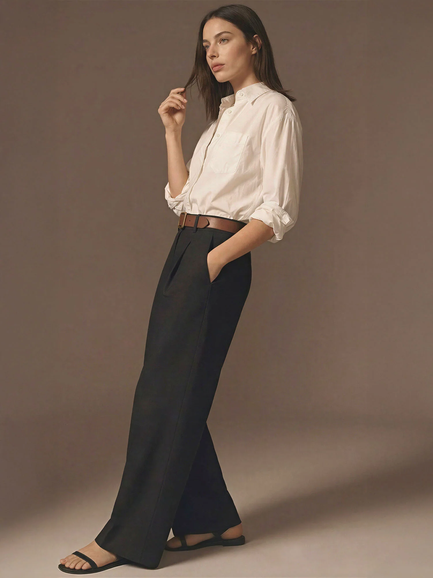 Wide Leg Pleated Pants - Image 4