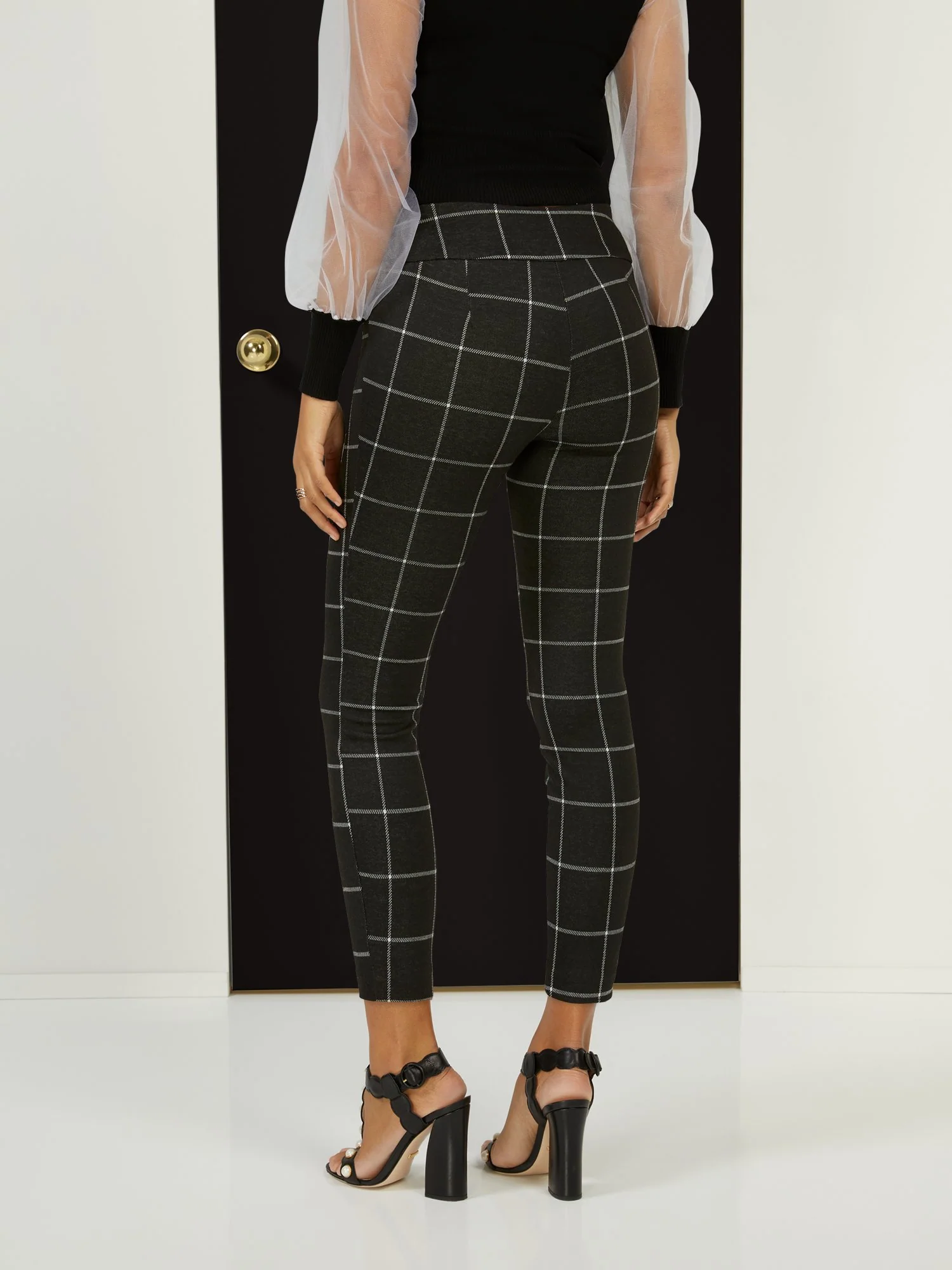 Windowpane High-Waisted Pull-On Ankle Pant - Superflex - Image 3