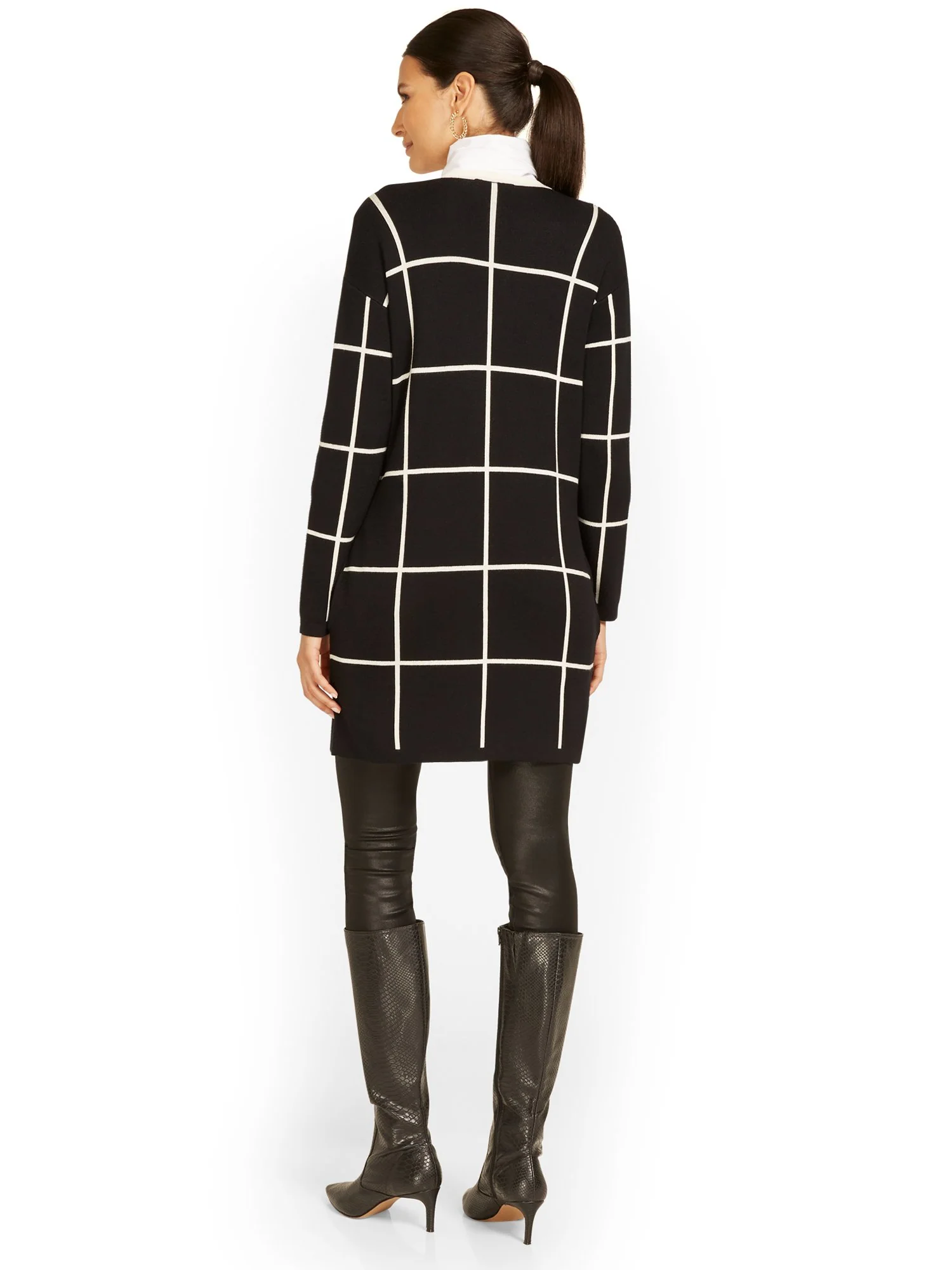 Windowpane-Print Cardigan - Image 3