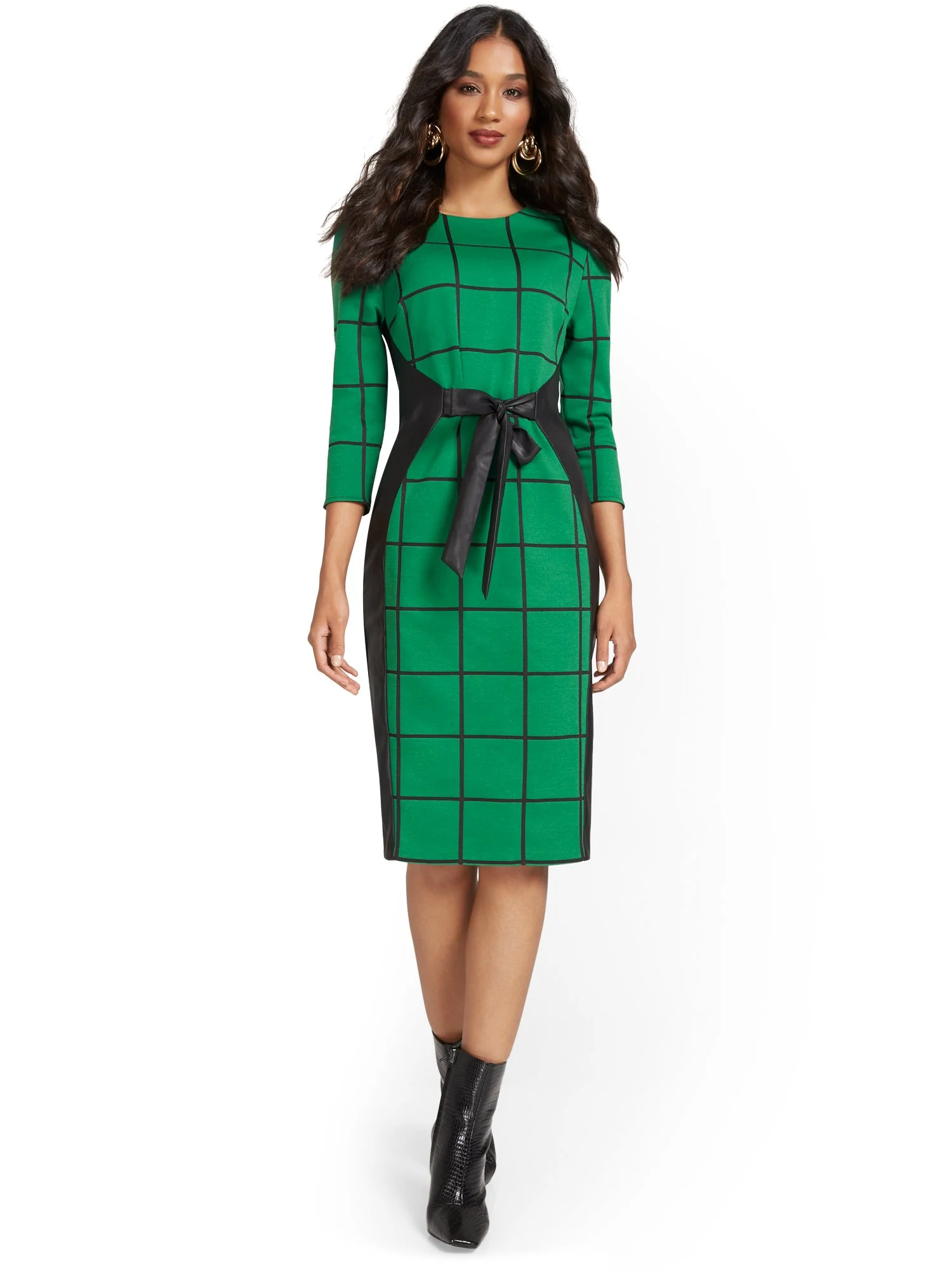 Windowpane-Print Sheath Dress - Superflex