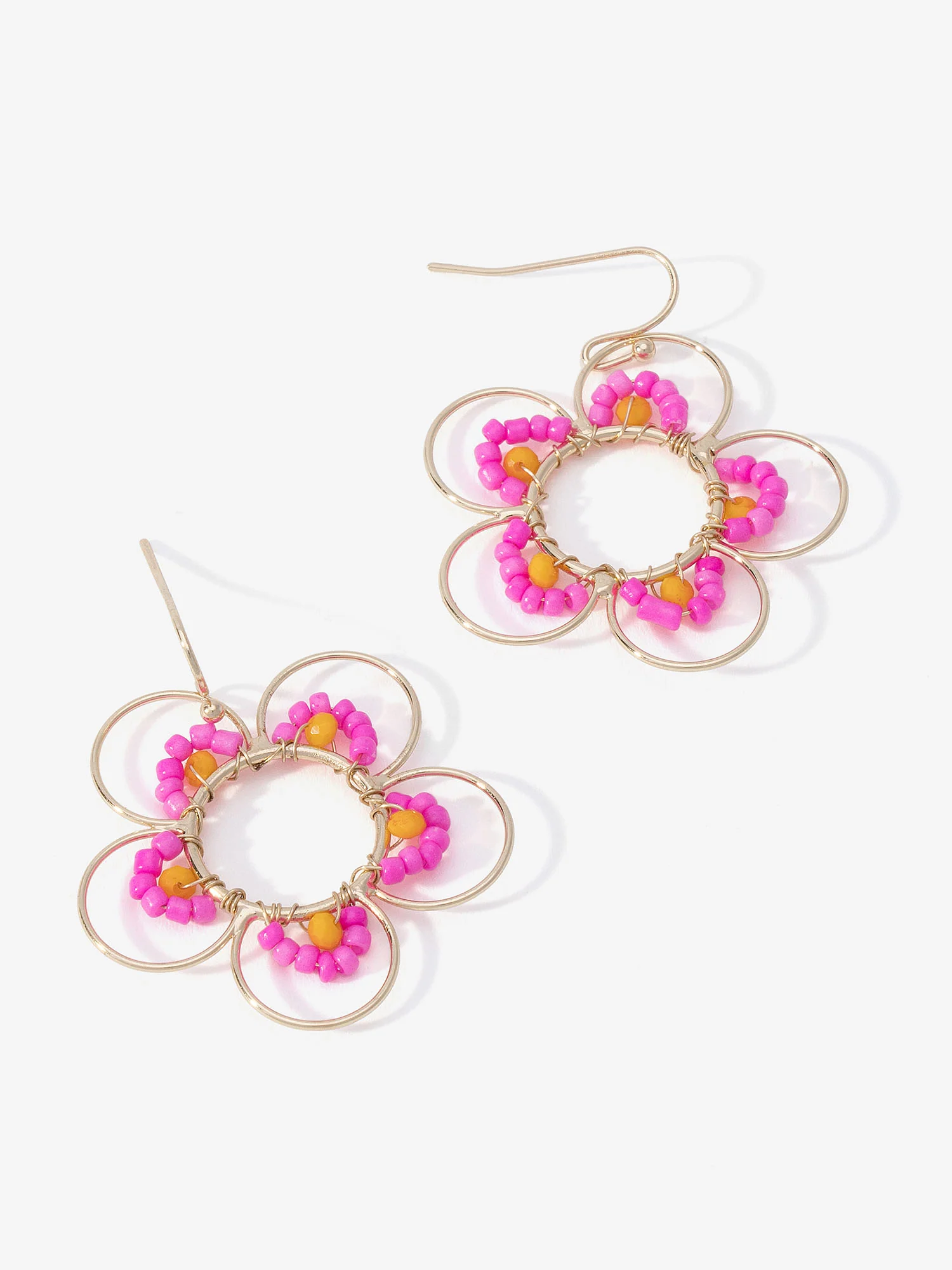 Wire Beaded Floral Drop Earring