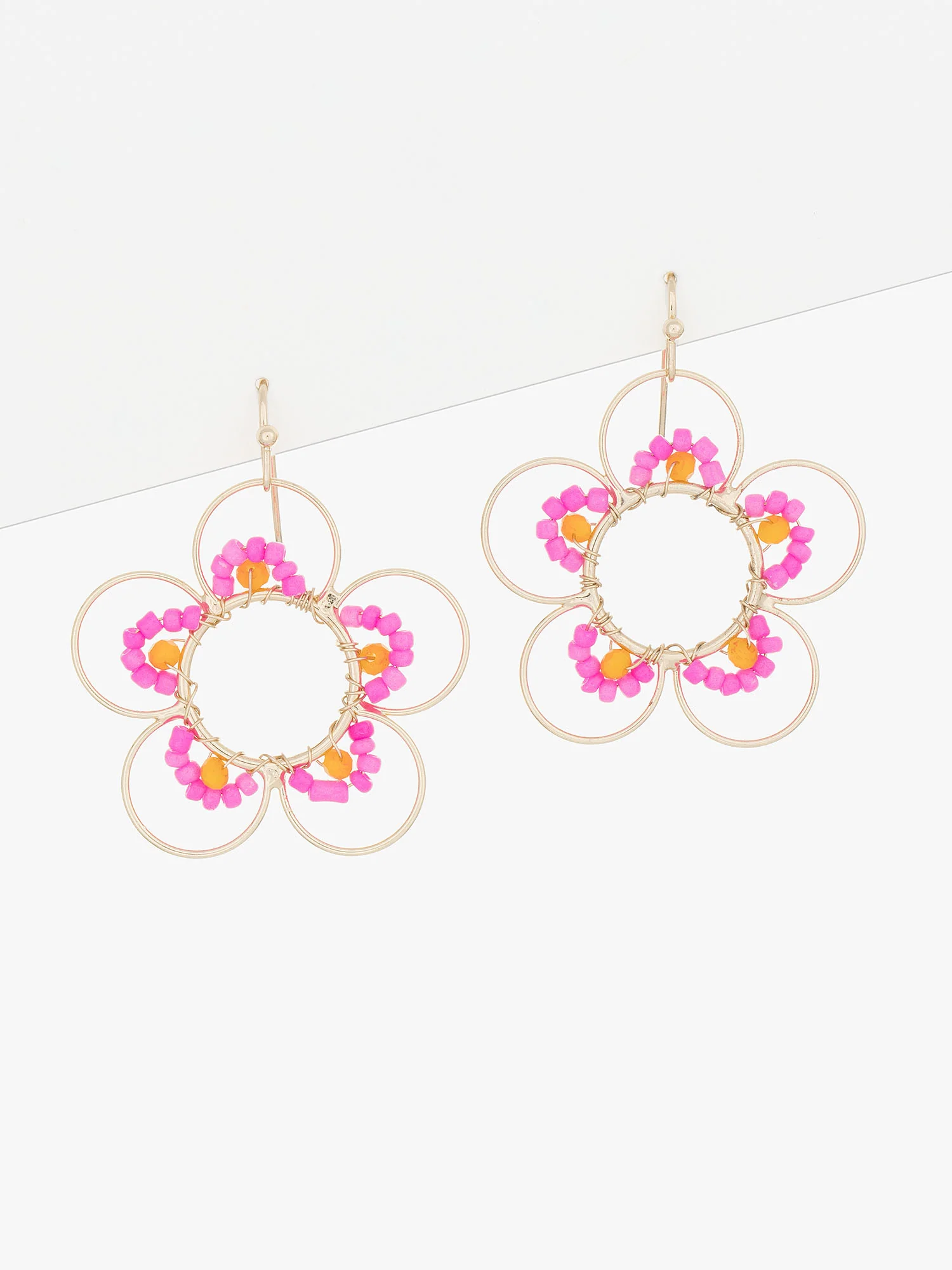 Wire Beaded Floral Drop Earring - Image 2
