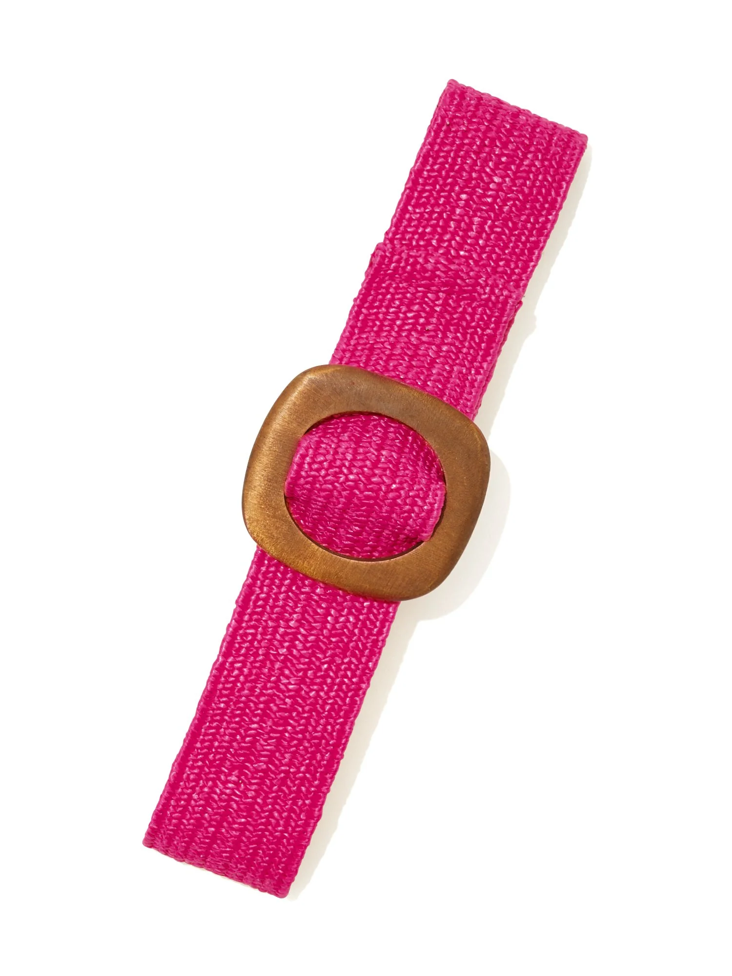 Wooden-Buckle Raffia Belt