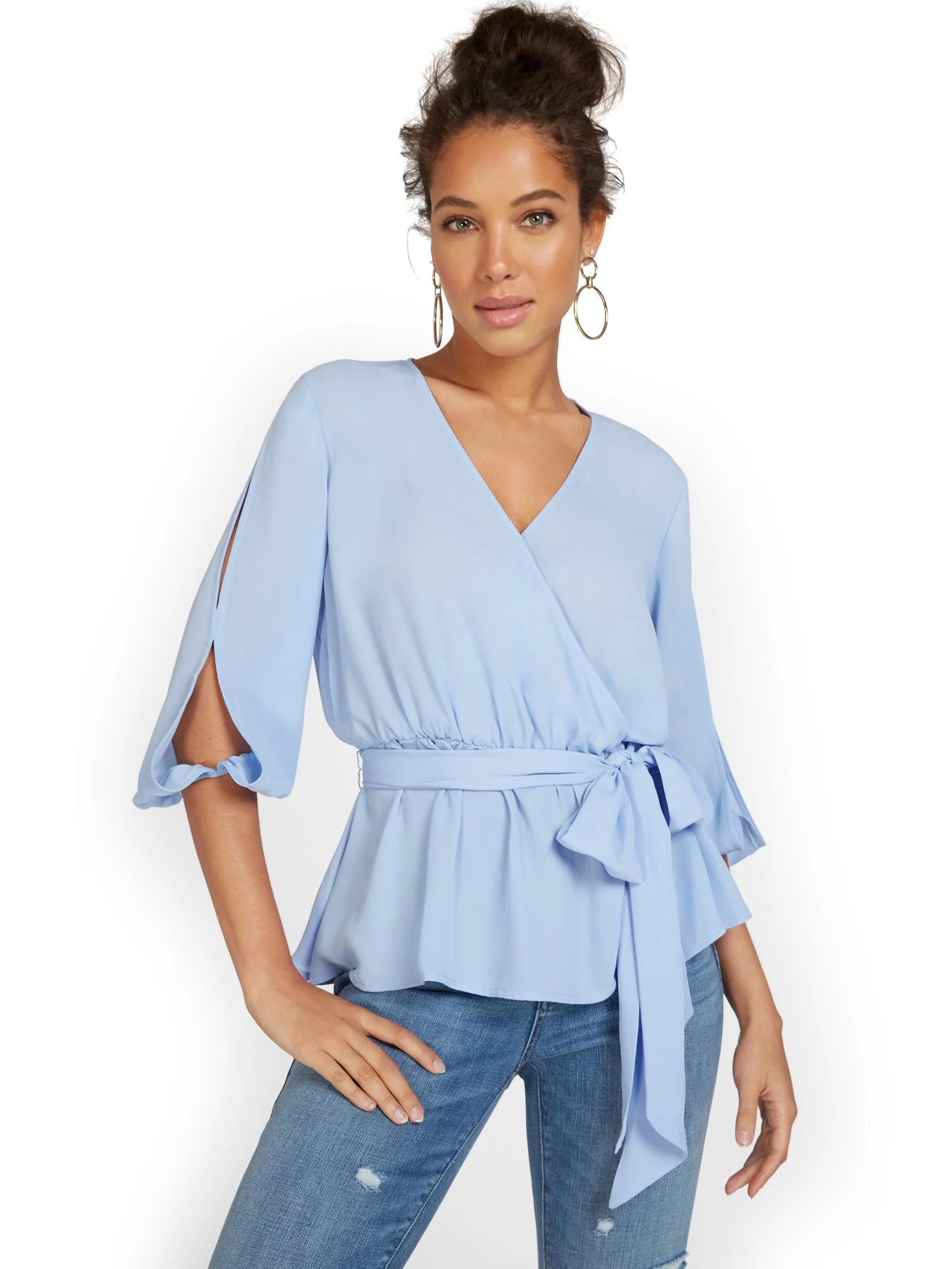 Wrap-Front Peplum Top - Image 9