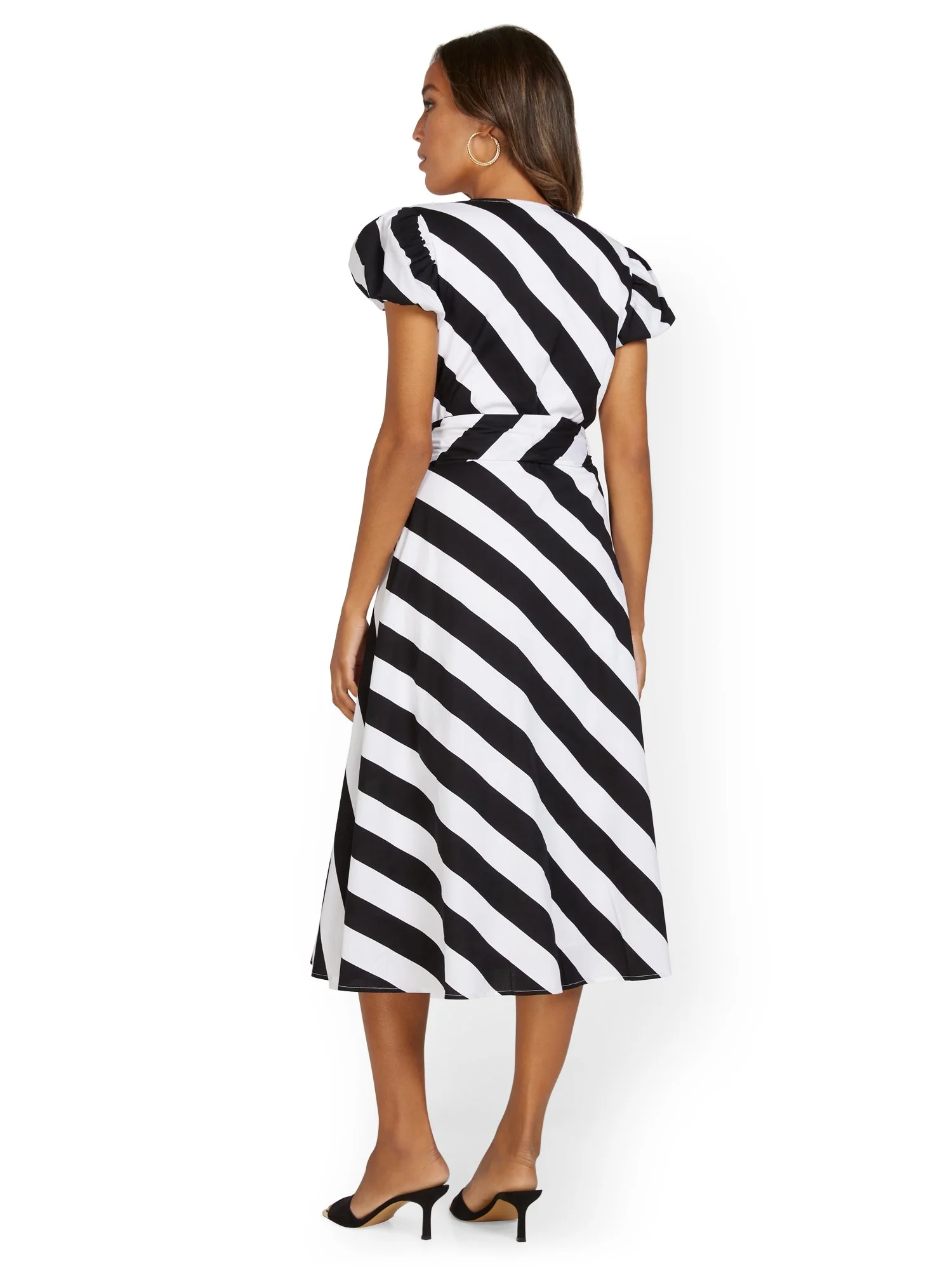 Wrap-Front Stripe Midi Dress - Image 3
